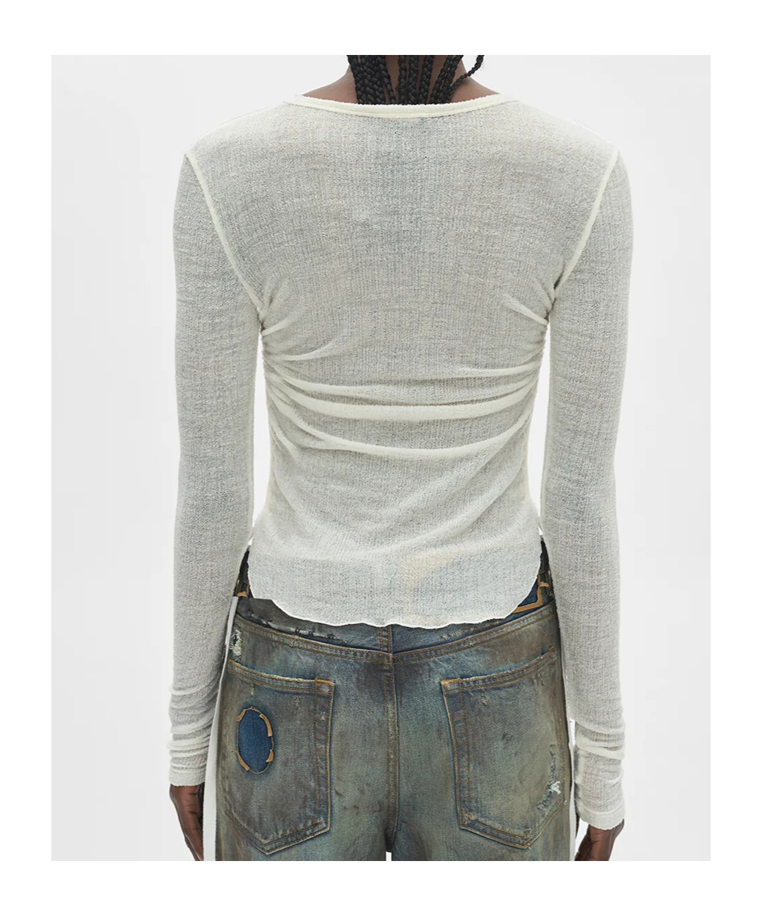 Ann Demeulemeester Oke Long Sleeve Crop Top In White