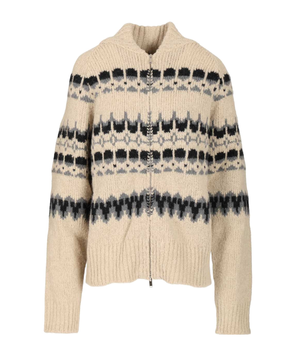 Barena Venezia Patterned Zip-up Cardigan In Brown