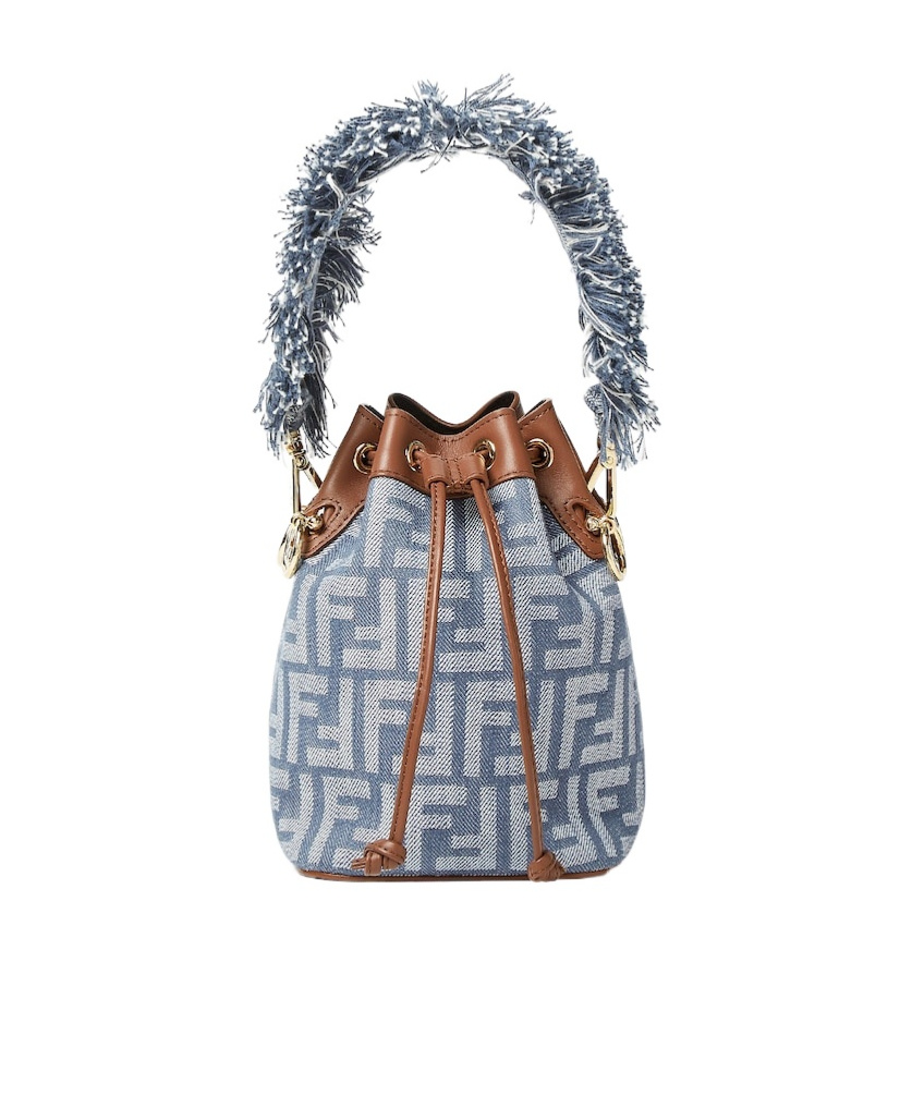 Fendi Blue Denim-effect Ff Jacquard Mini-bag
