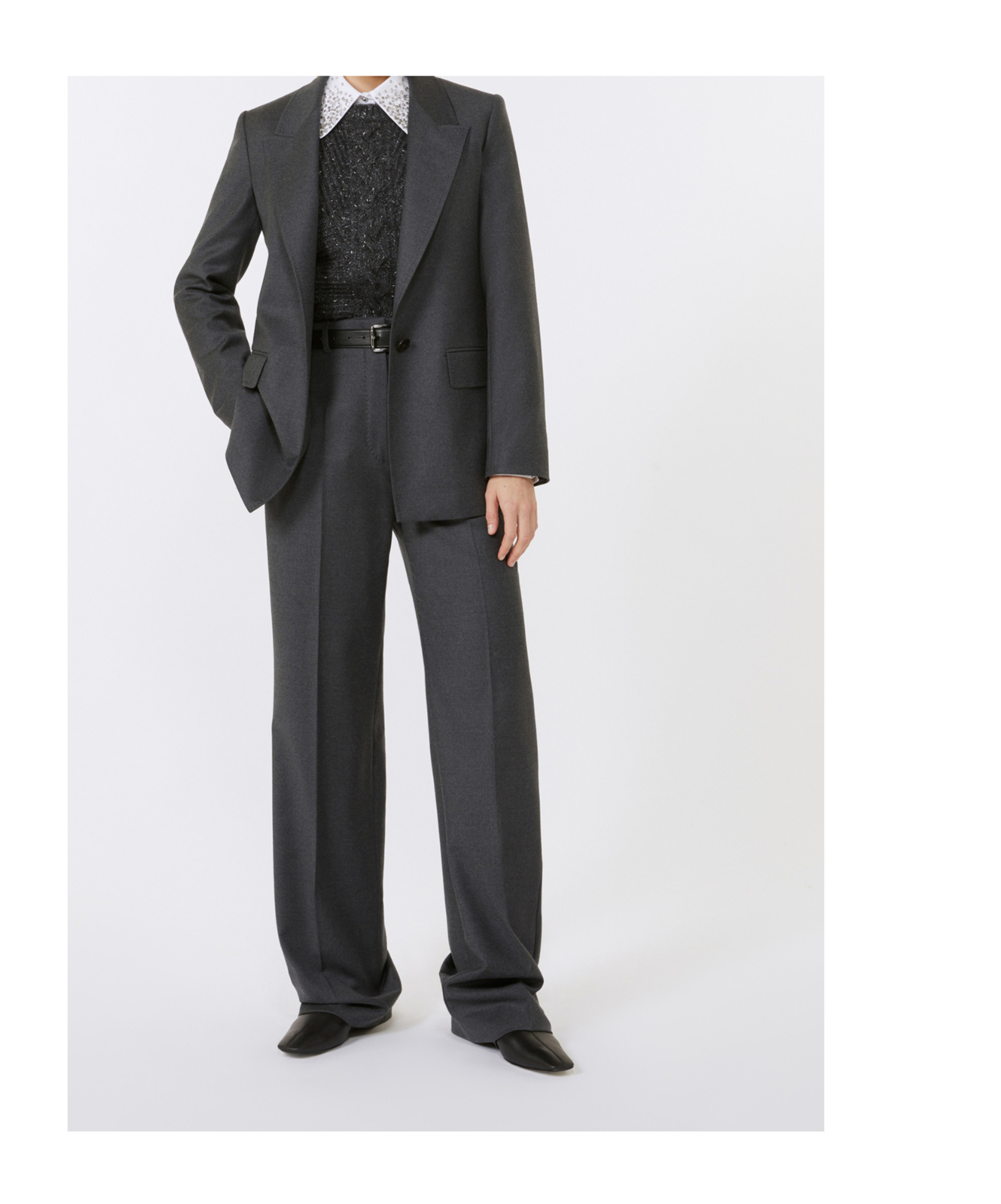Max Mara Stretch Flannel Trousers In Gray