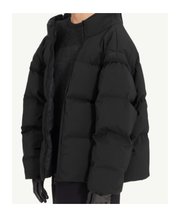Mm6 Maison Margiela Short Puffer Jacket High Collar In Black
