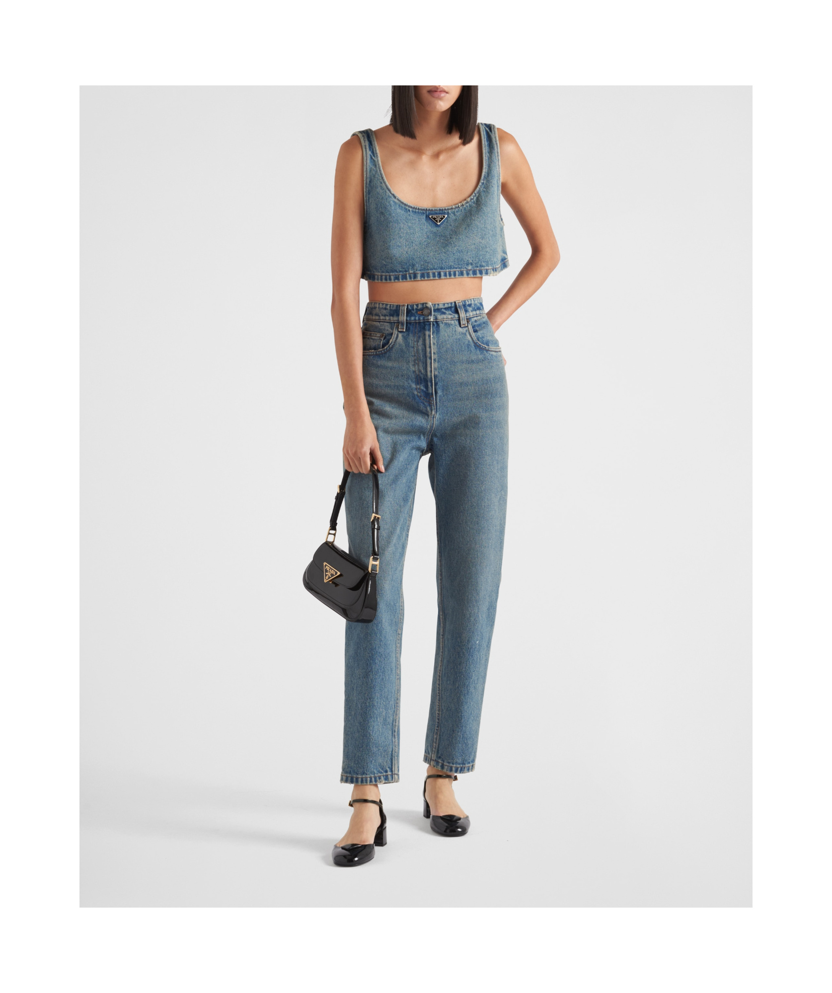 Prada High-rise Tapered Jeans In Blue