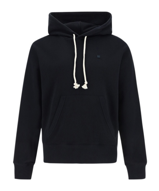 Acne Studios Mens Black Fennis Branded Cotton-jersey Hoody M In Black