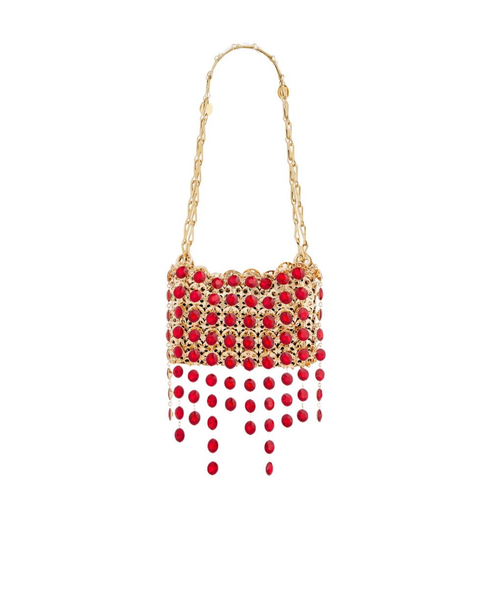 Rabanne 1969 Nano Embellished Shoulder Bag In Gold