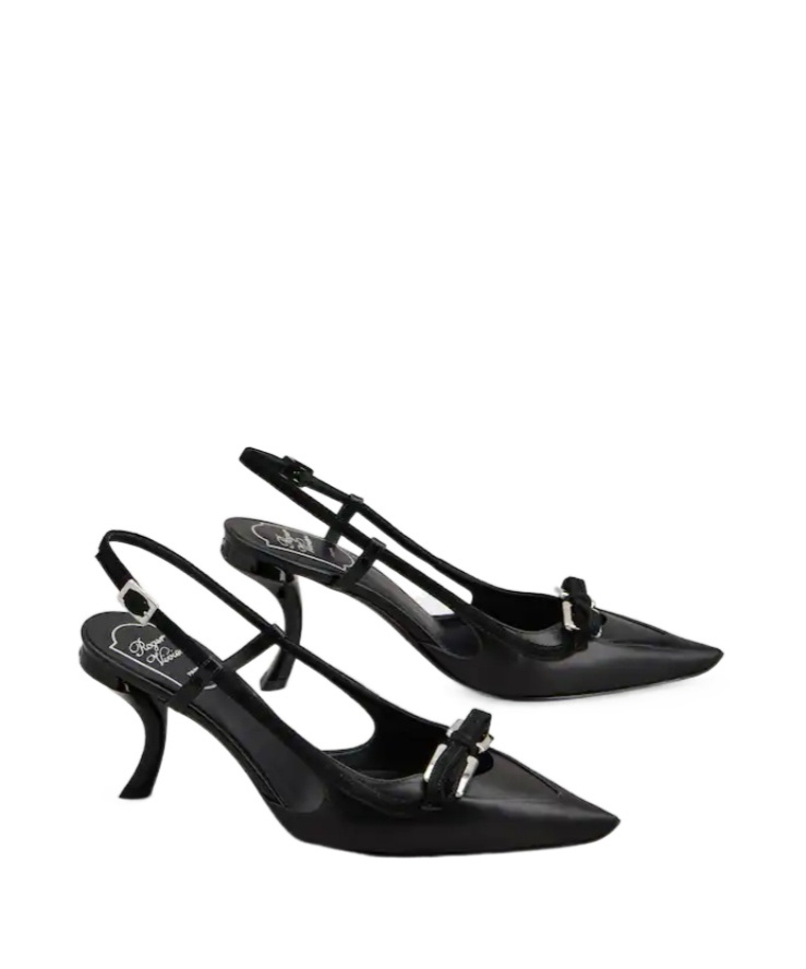 Roger Vivier Virgule Slingback Pumps In Leather In Black