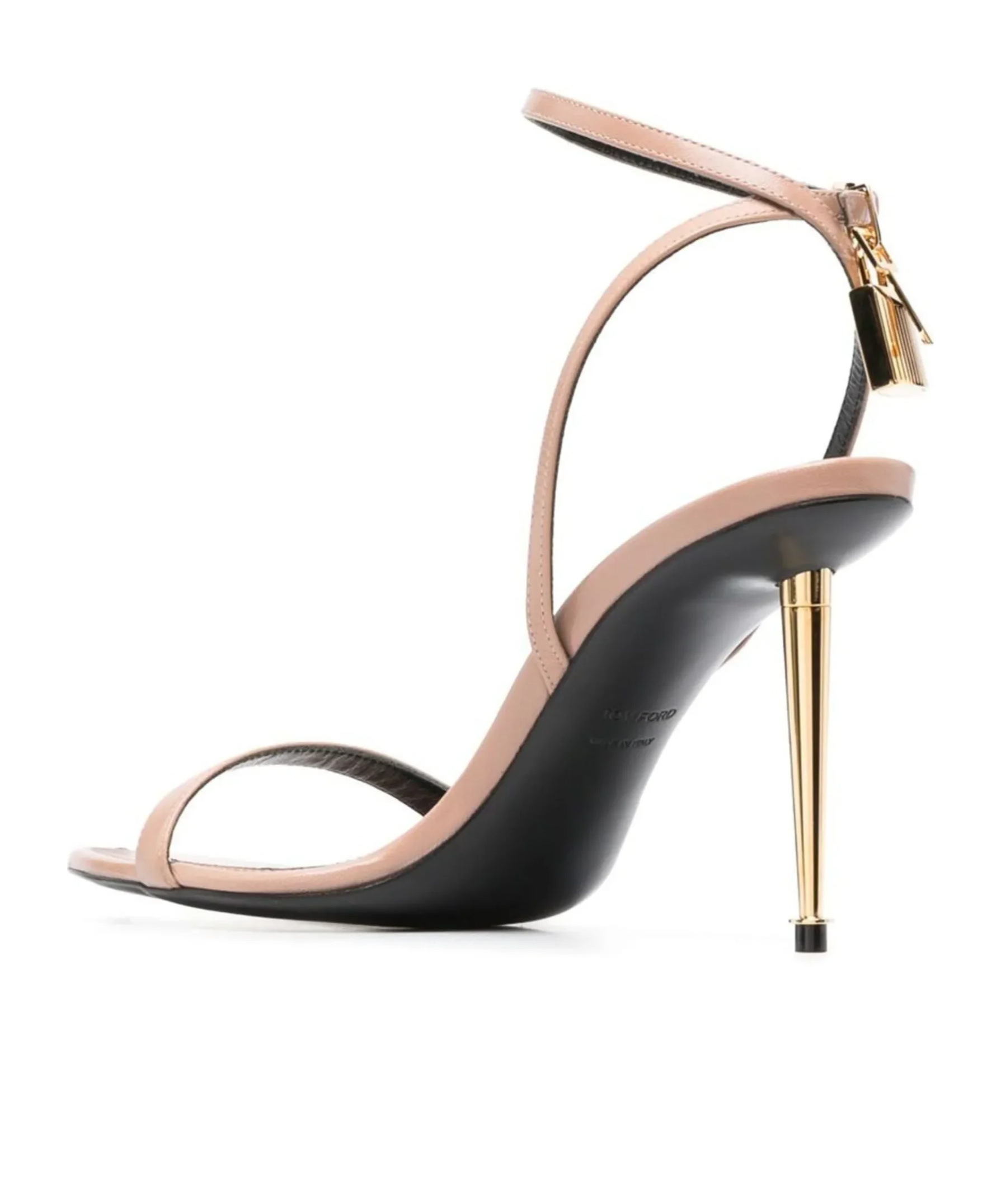 Tom Ford Pink Sandals With Metal Heel And Padlock In Leather Woman In Nude
