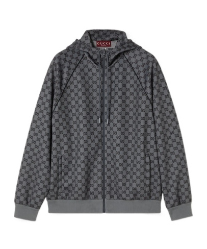 Gucci Monogrammed Zip-up Jacket In Black