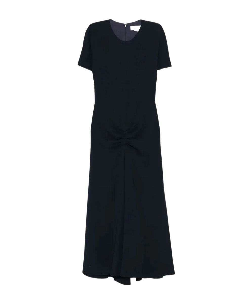 Victoria Beckham Short-sleeve Gathered Dress In Black