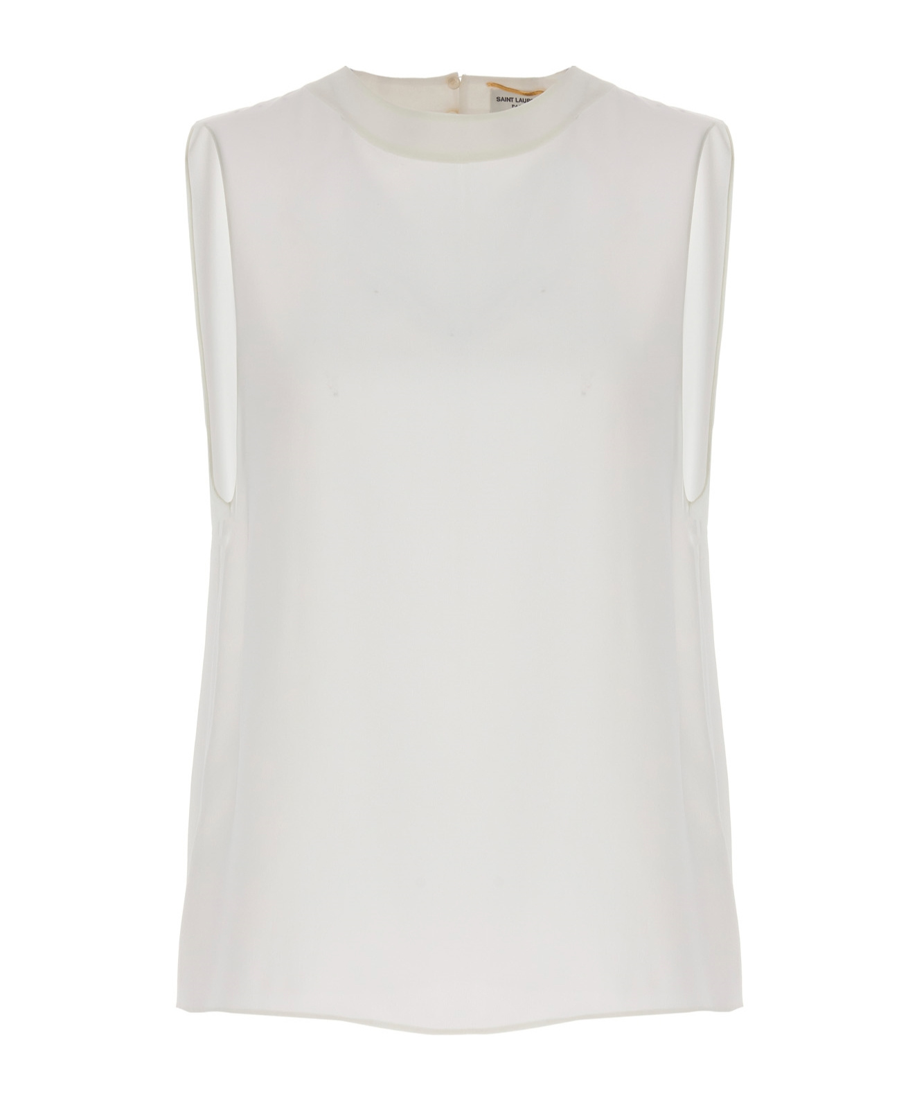 Saint Laurent Sleeveless Satin Tank Top In White