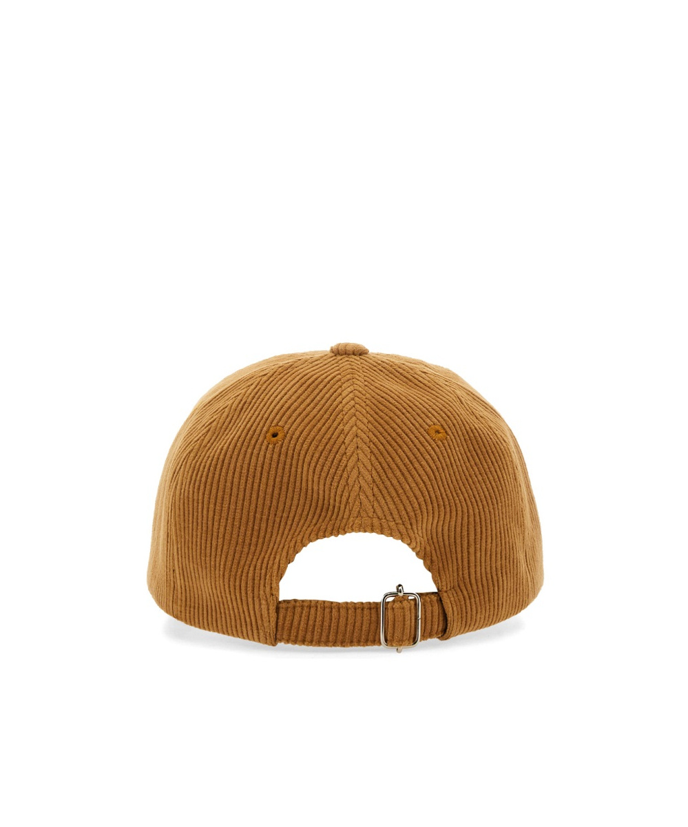 Apc A.p.c. Logo Printed Corduroy Cap In Brown
