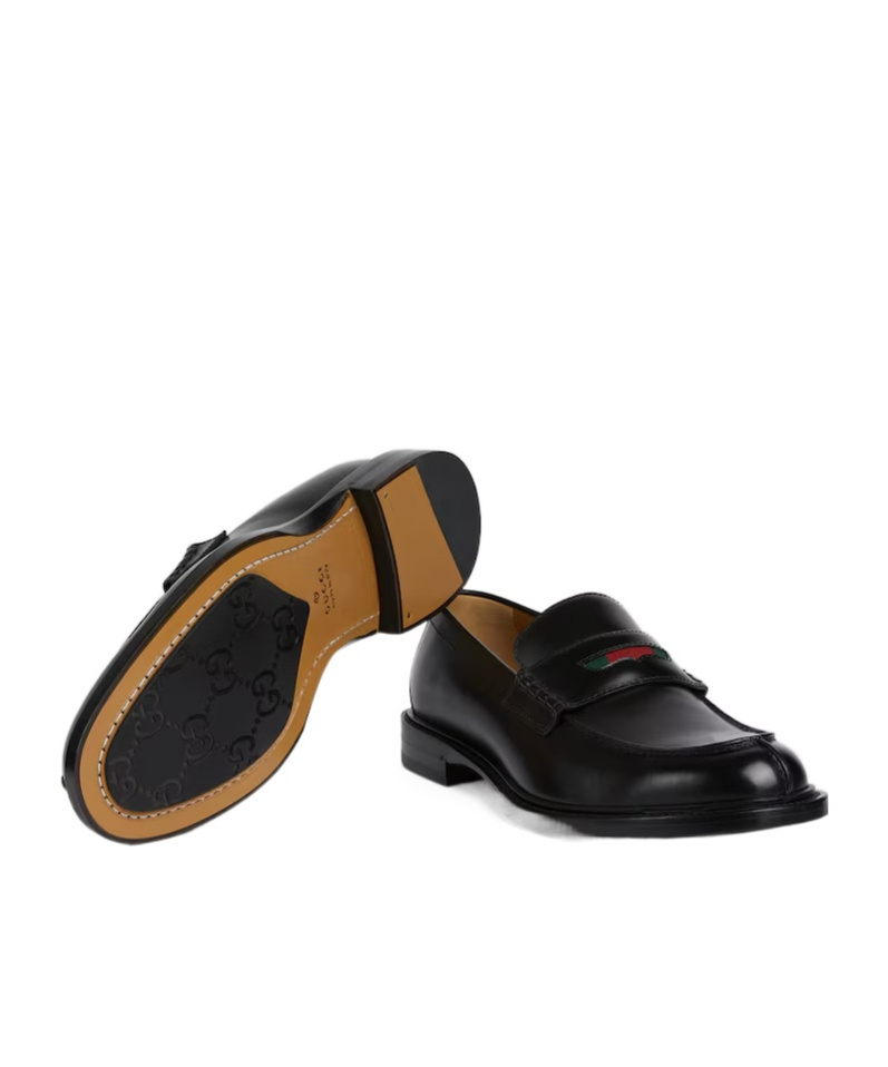 Gucci Men's Loafer With Web In Black