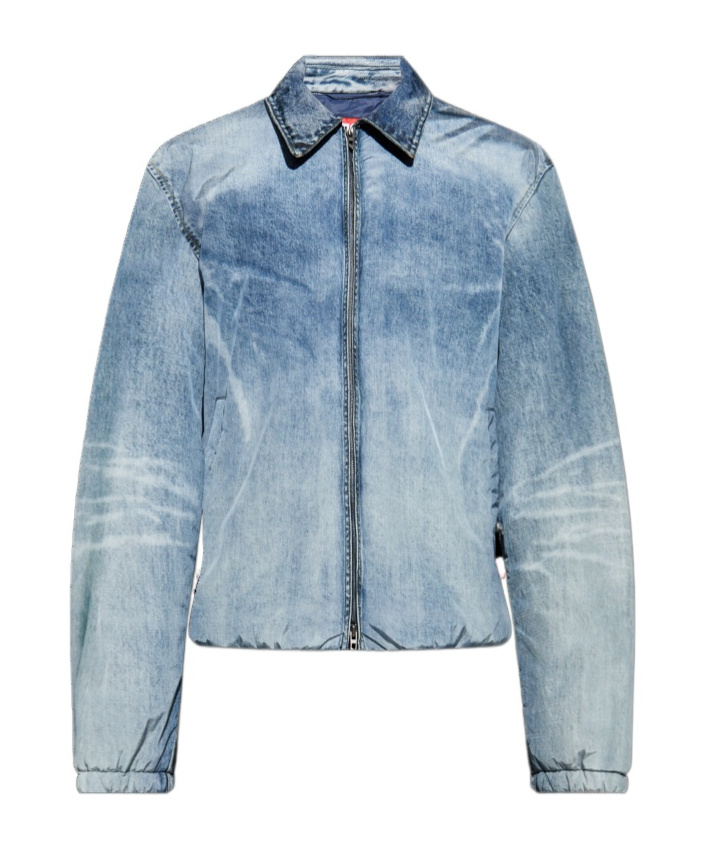 Diesel Padded Denim Look Jacket Pockets In Blue
