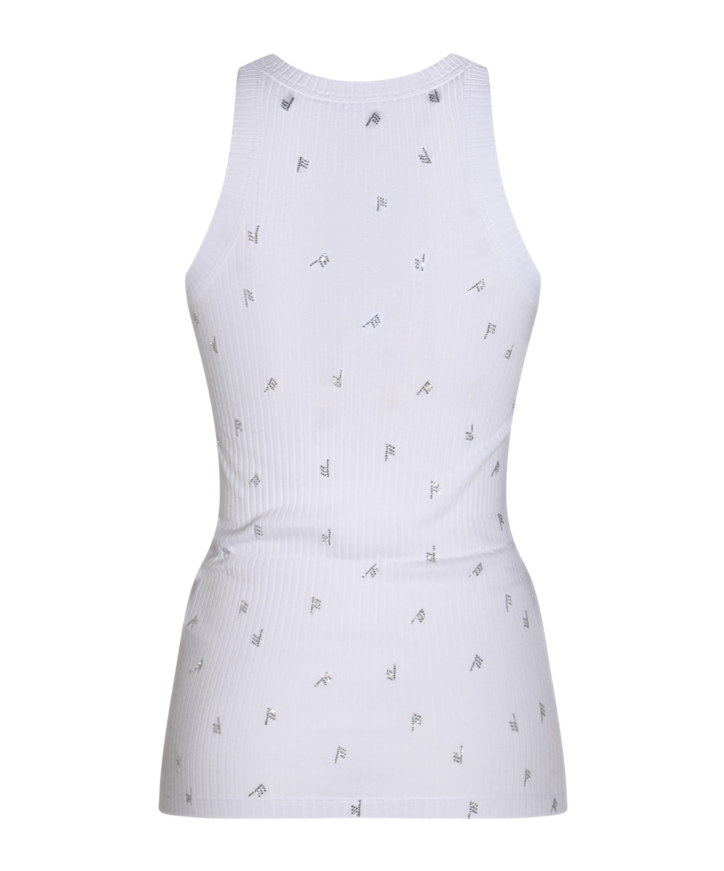 Attico Rhinestone-logo Lettering Tank Top In White