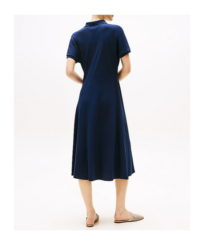 Tommy Hilfiger Fit And Flare Midi Polo Dress In Black
