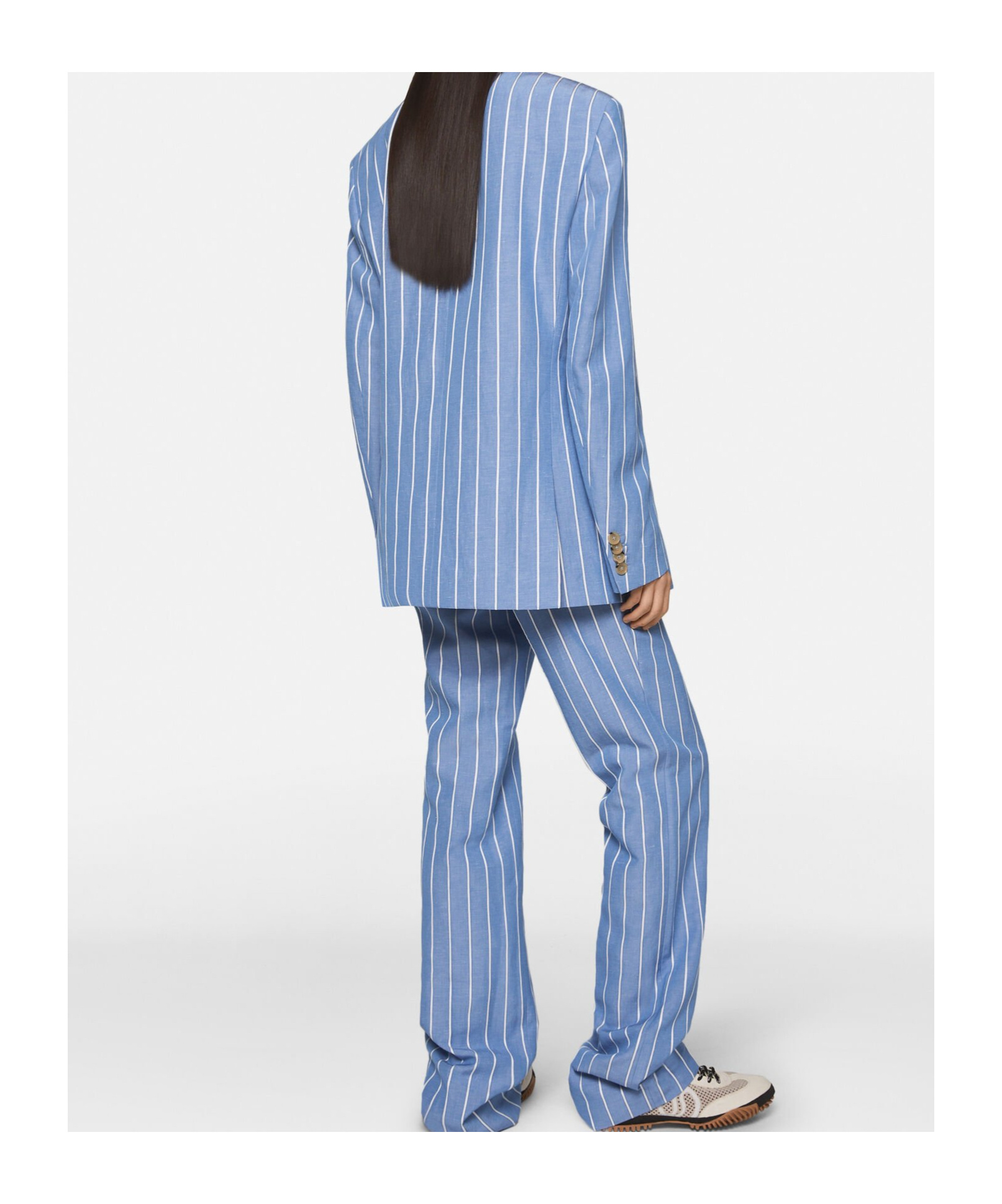 Stella Mccartney Striped Single-breasted Blazer In Blue