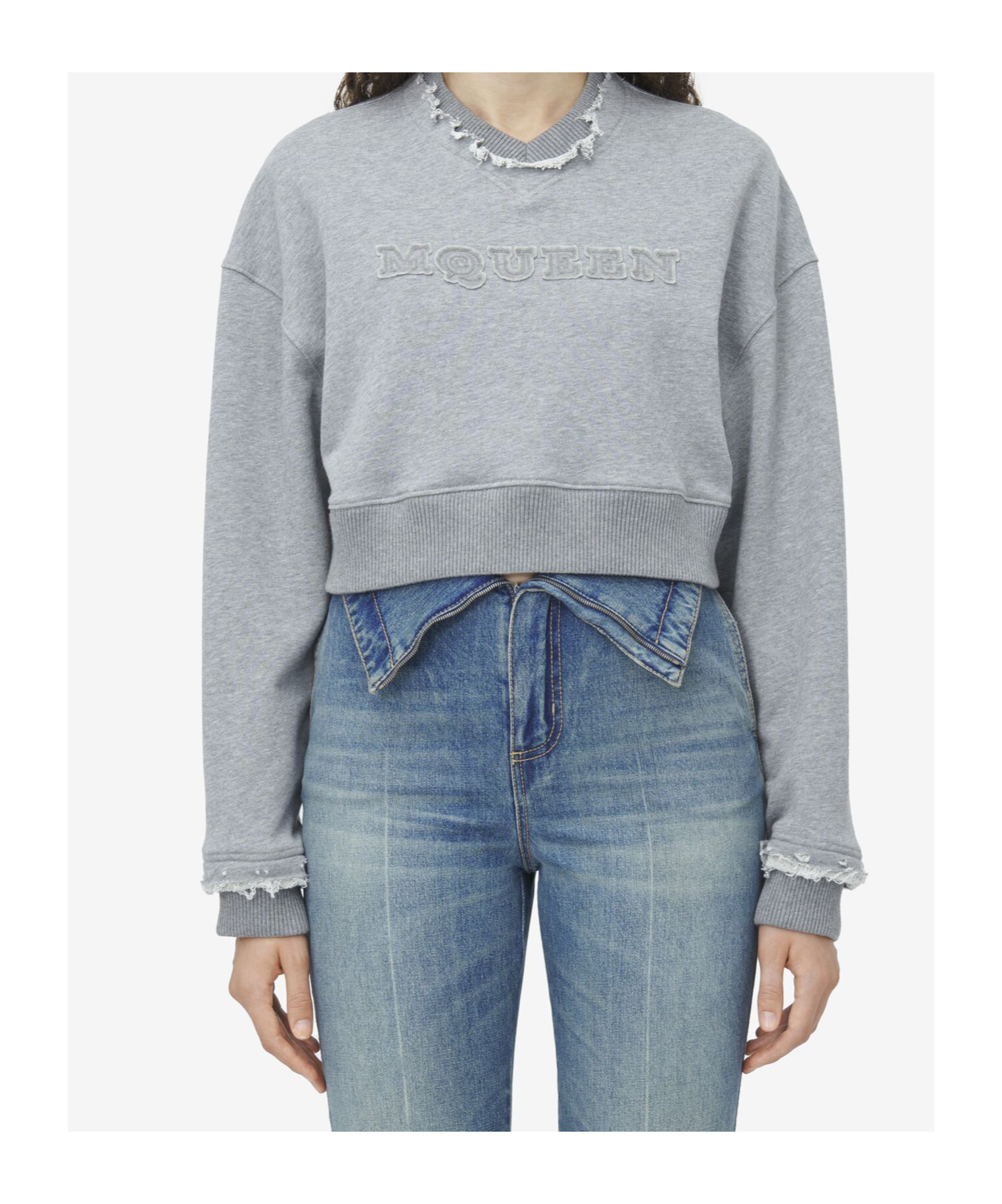 Alexander Mcqueen Round-neck Sweater In Gray