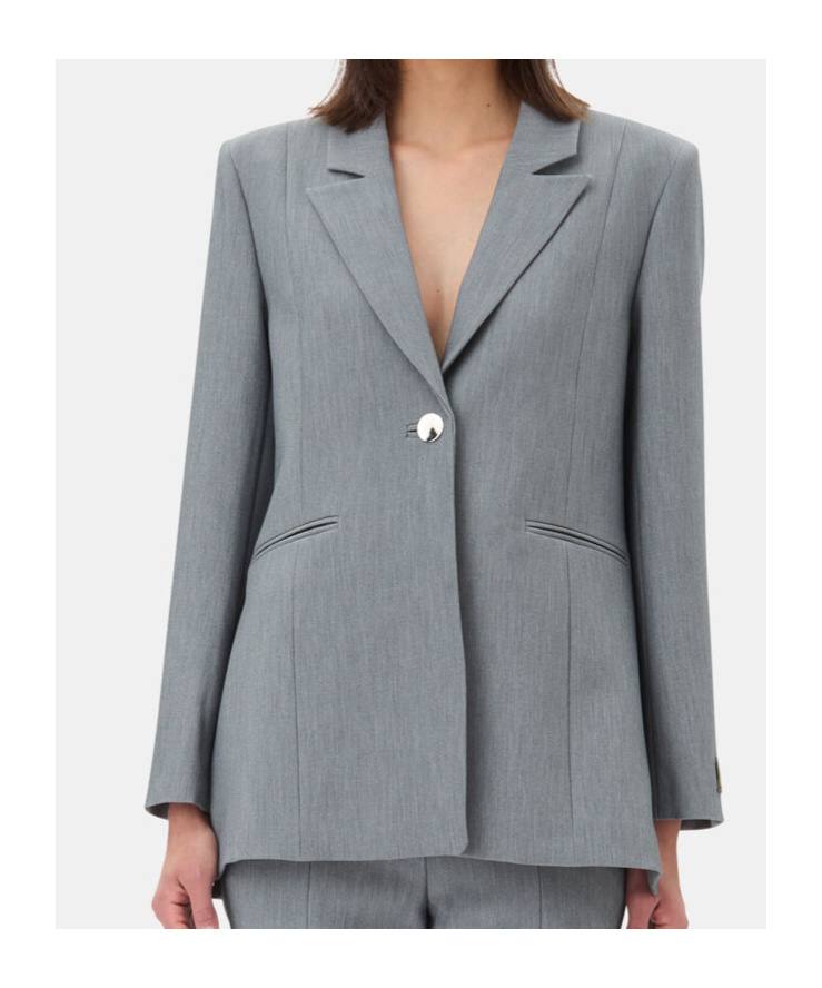 Ganni Future Melange Twill Suiting Blazer In Gray