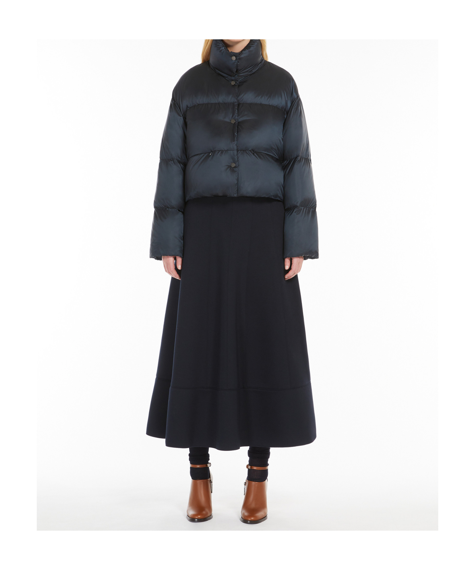 Max Mara Long-sleeved Down Jacket In Black