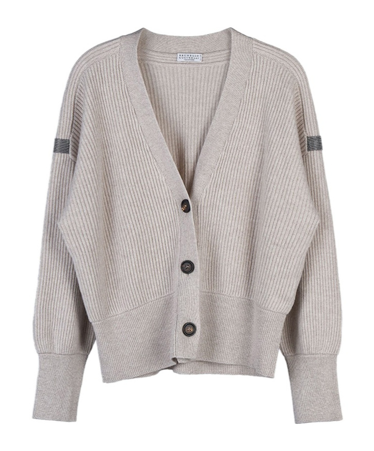Brunello Cucinelli Long-sleeved Cardigan In Light Brown