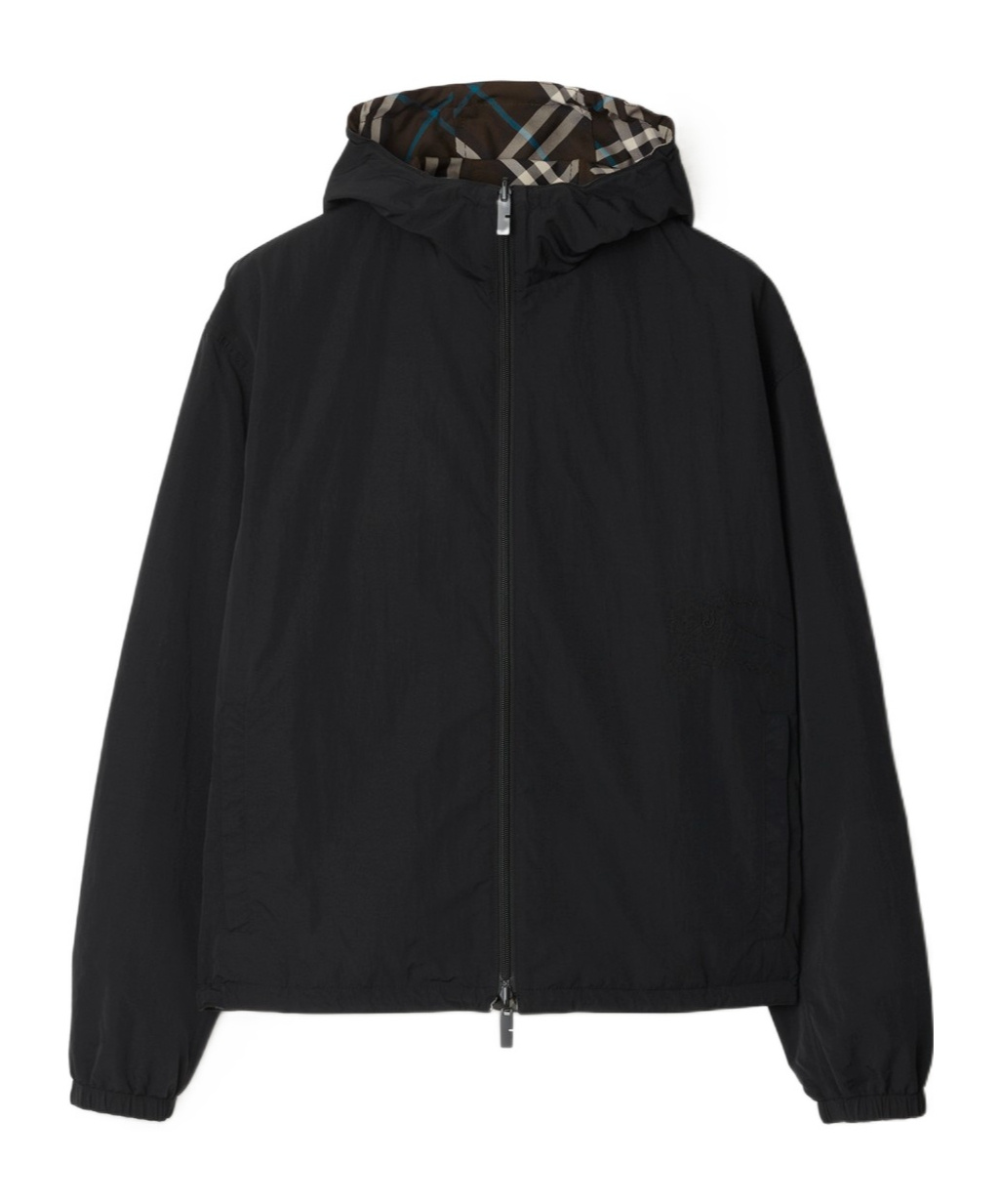 Burberry Anorak Check-pattern Zipped Hooded Jacket In Black