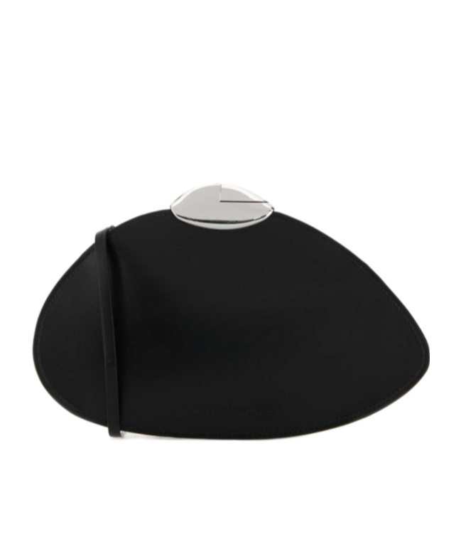 Benedetta Bruzziches Curved-flap Leather Clutch In Black