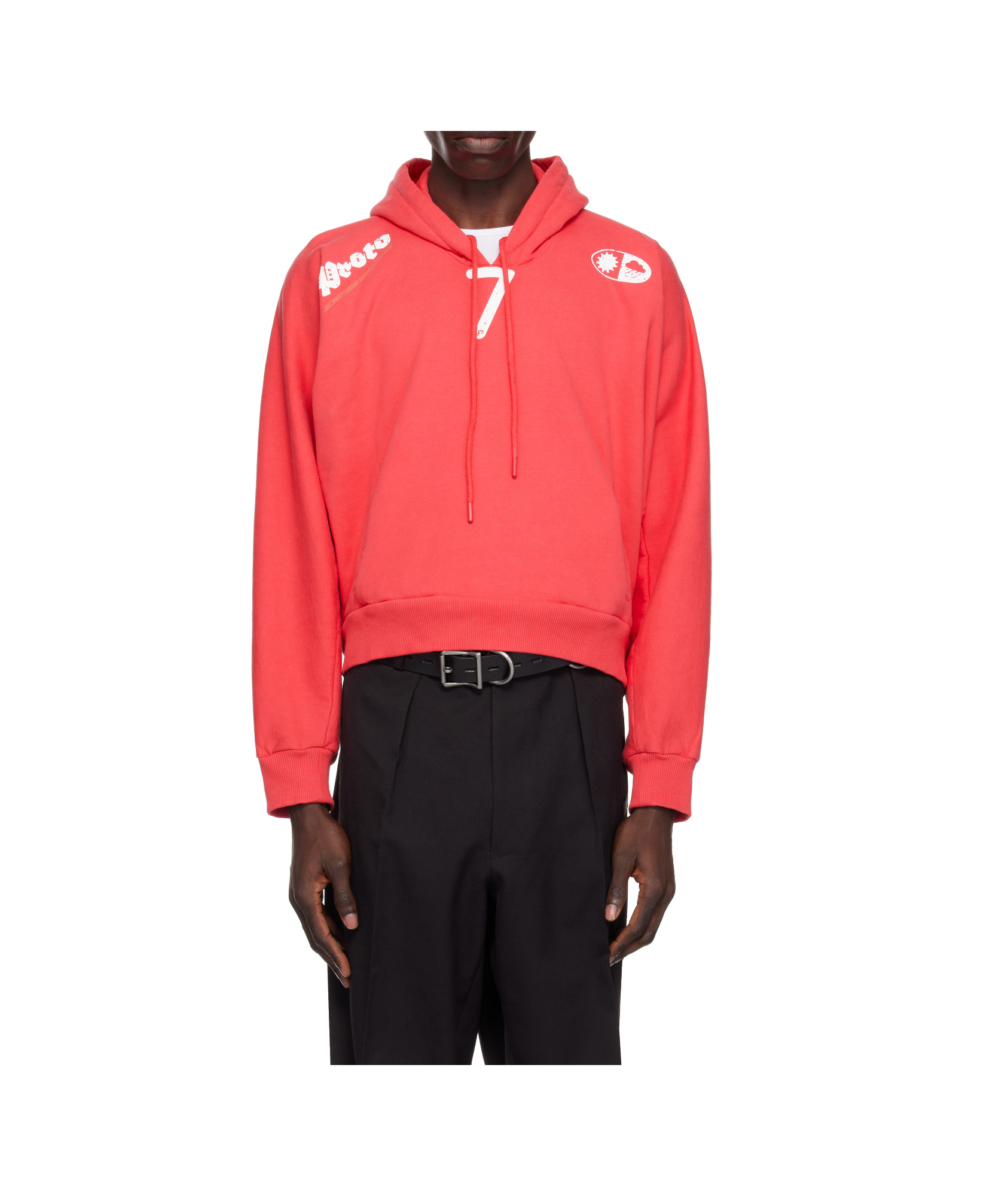 Prototypes Moved Neck Hoodie In Red