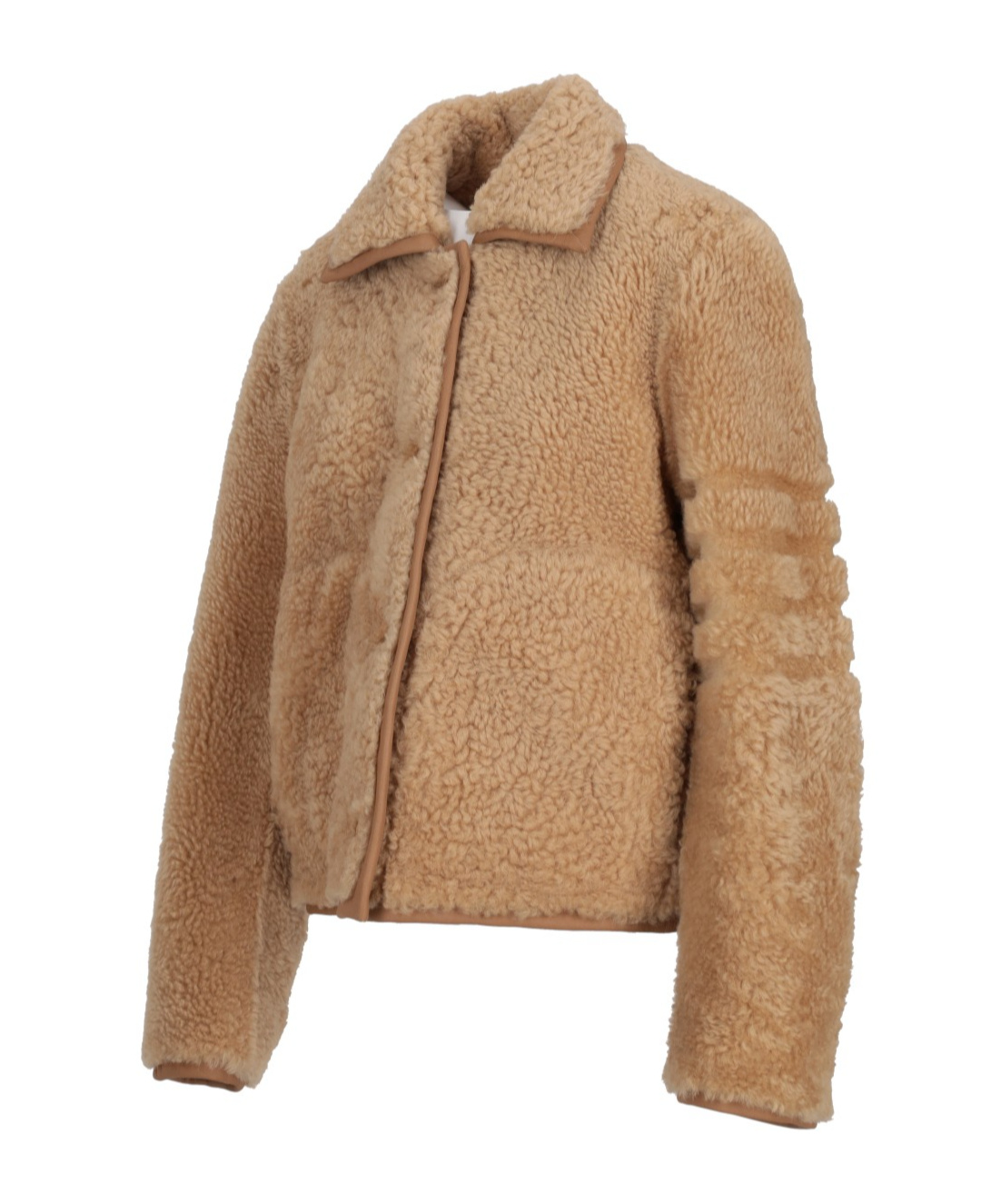 Thom Browne Shearling Collared Jacket Long Sleeves In Green