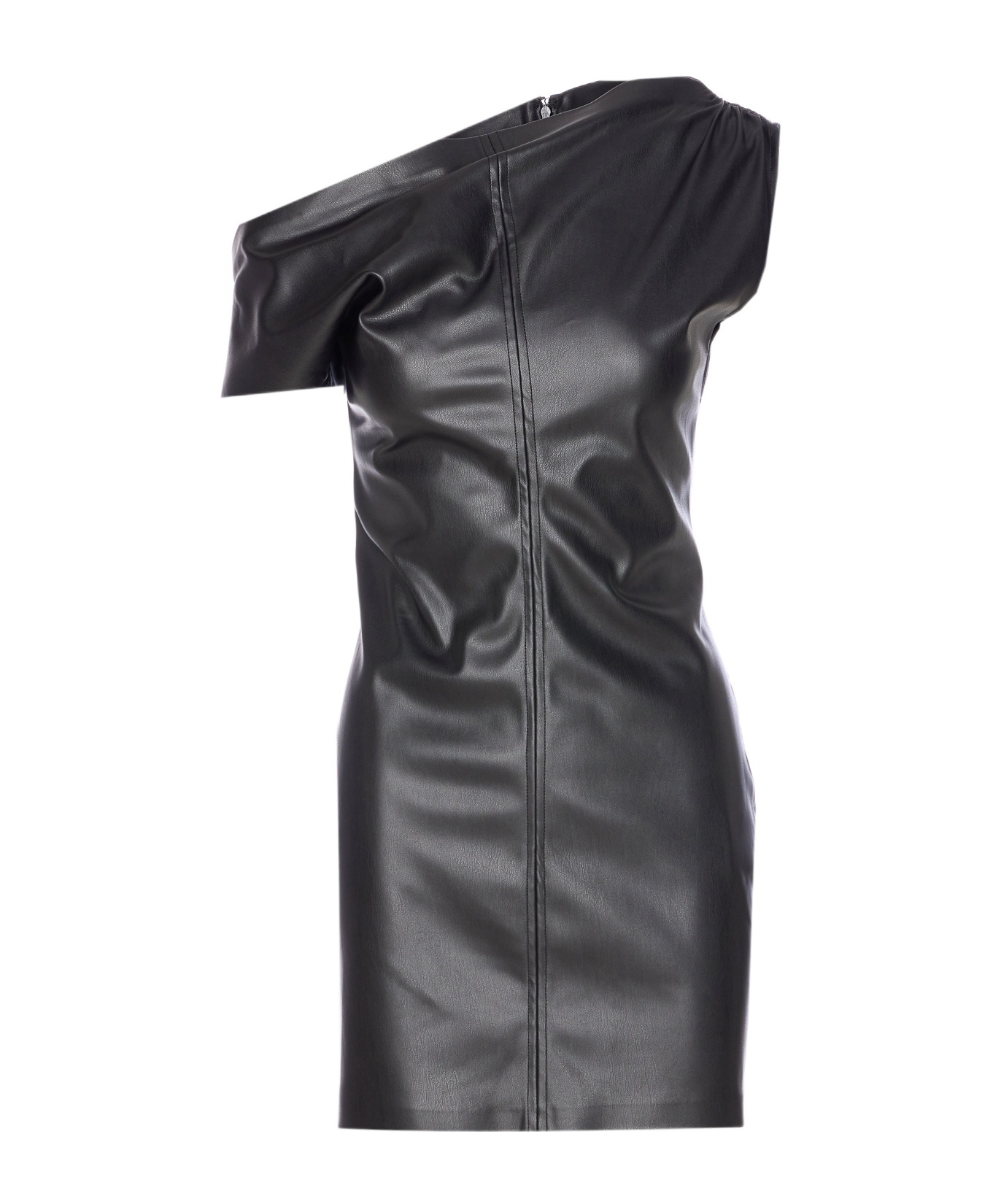 Aniye By Asymmetric Leather-effect Dress In Black