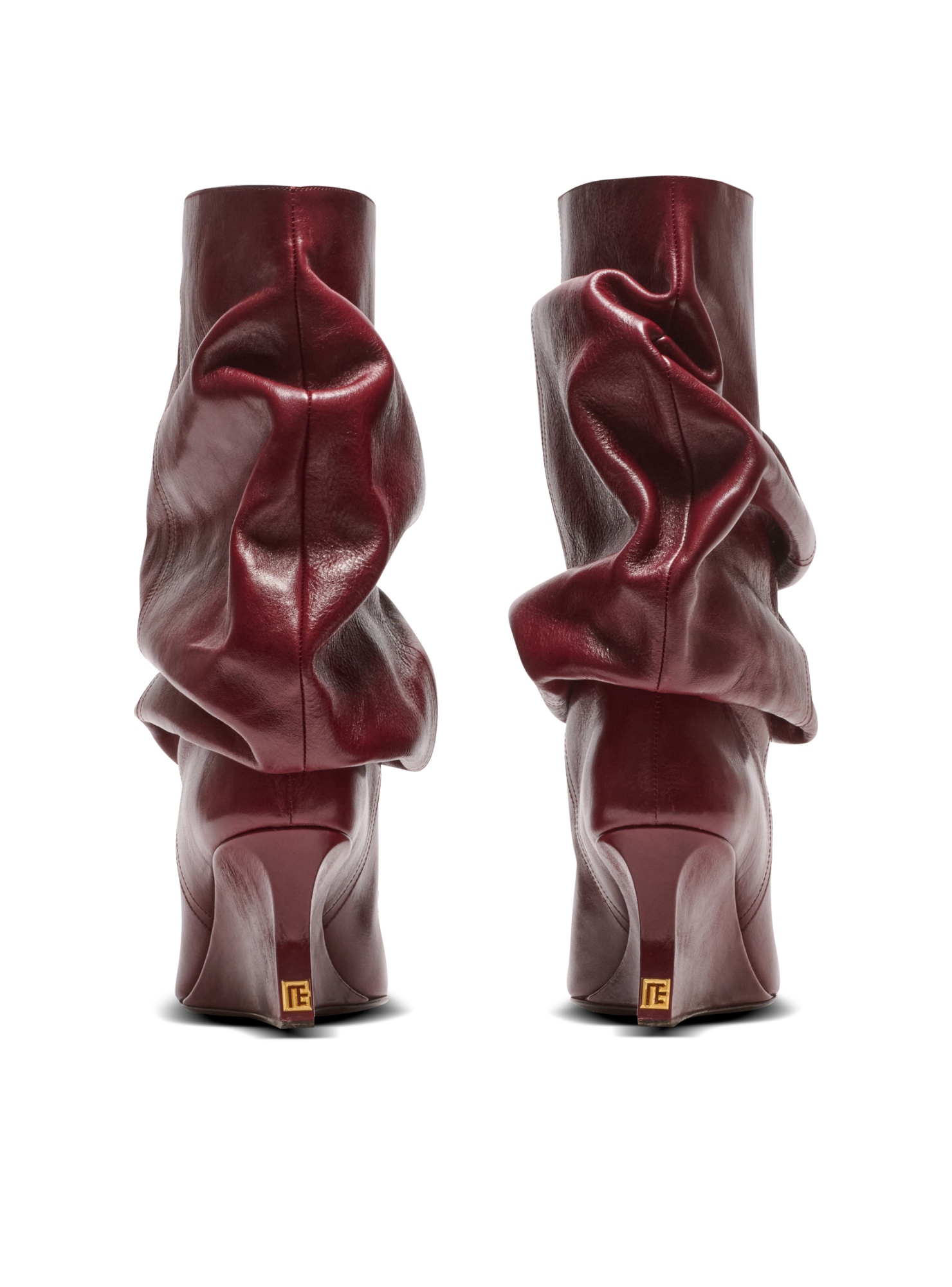 Balmain Wedge Ankle Boots In Burgundy
