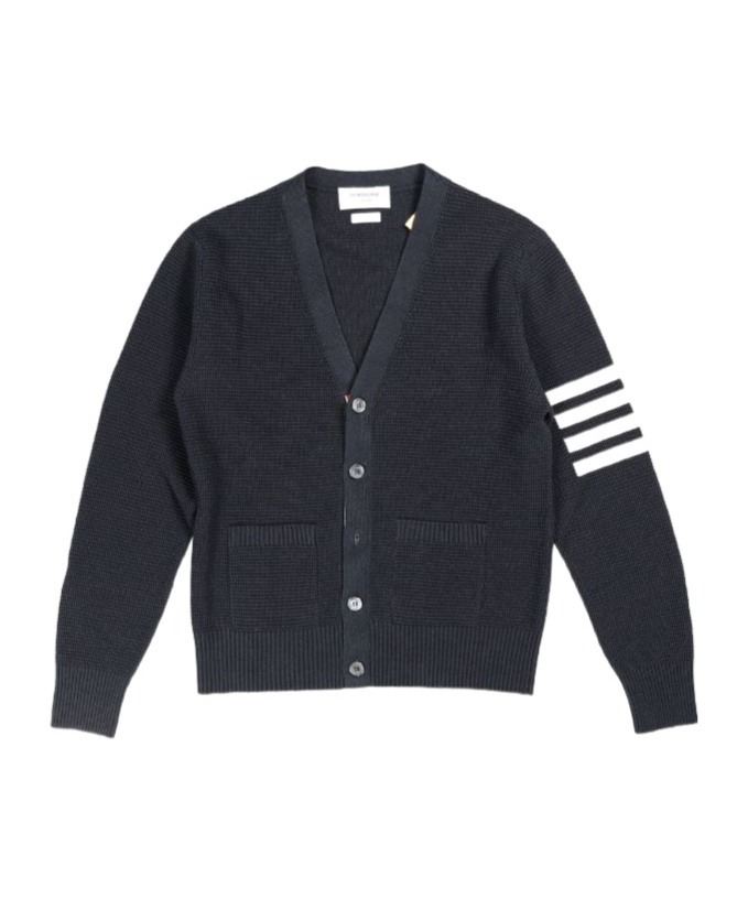 Thom Browne V-neck Striped Cardigan In Black