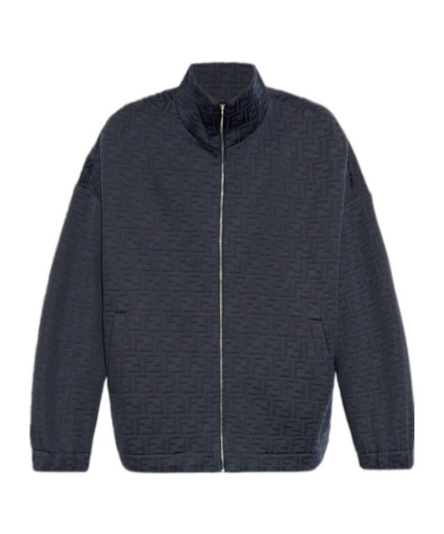 Fendi Navy Blue Polyester Blend Sweatshirt In Black