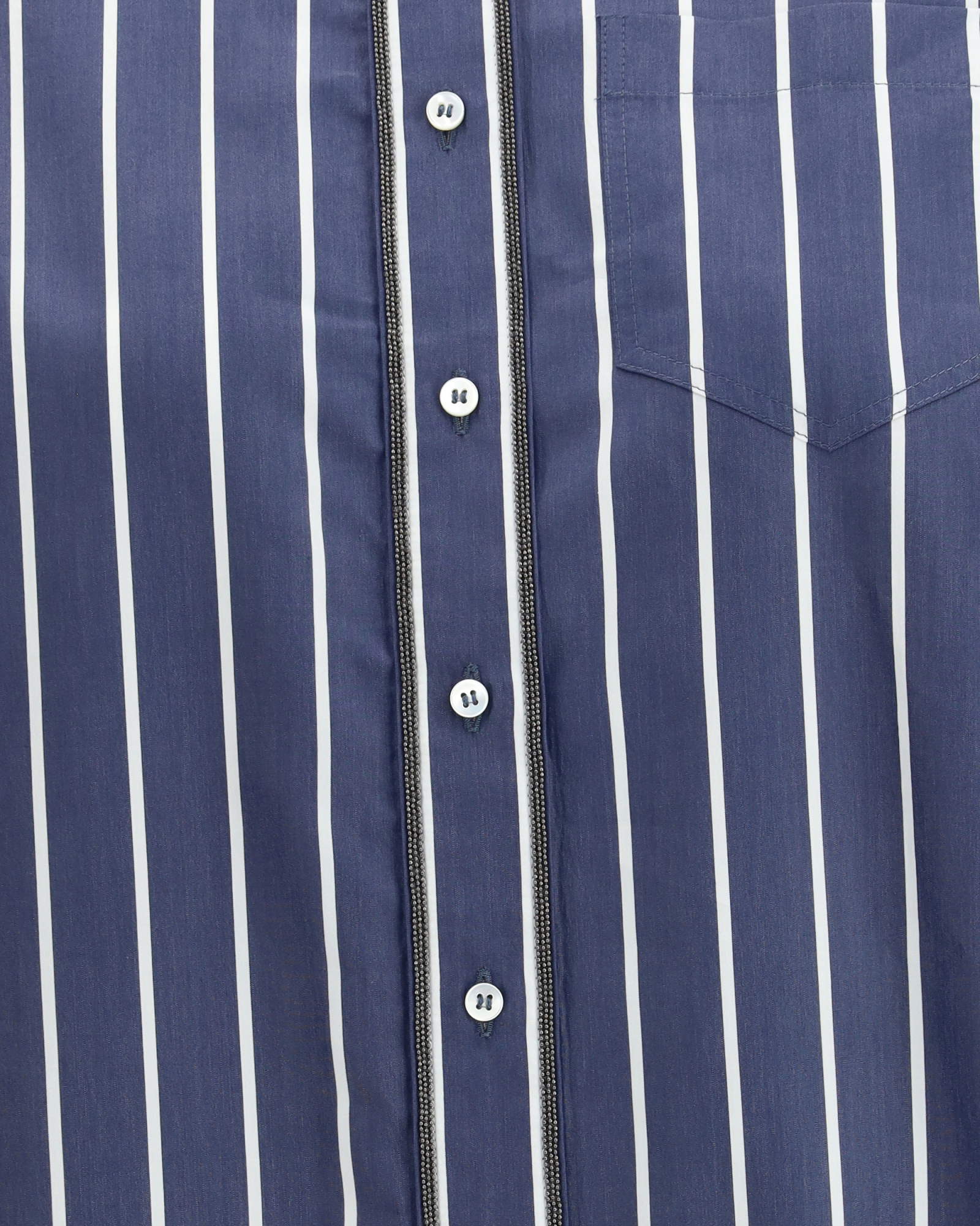 Brunello Cucinelli Women Striped Cotton Shirt In Blue