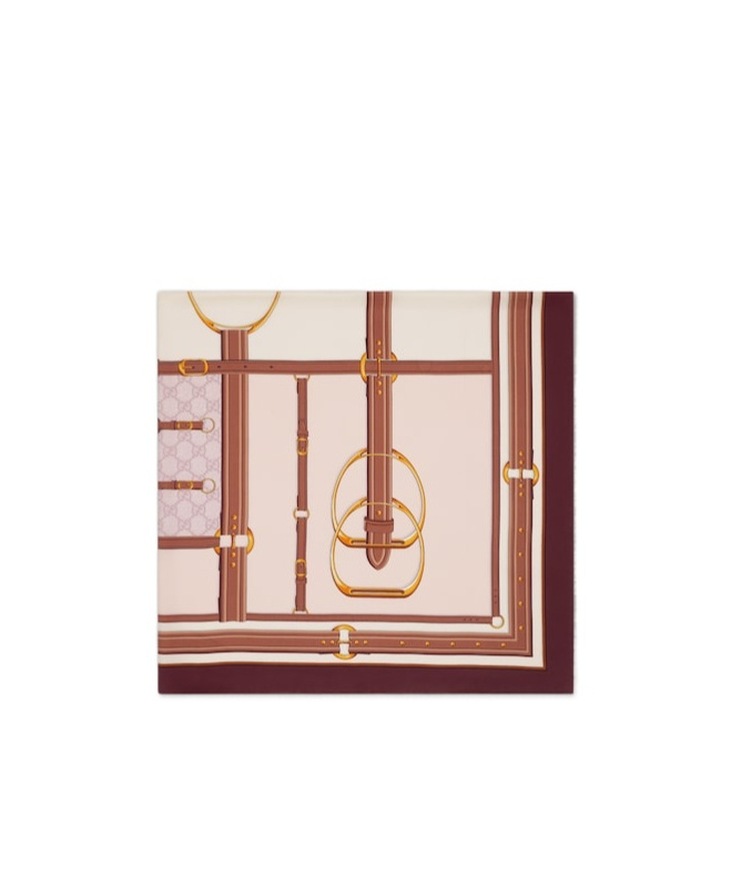 Gucci Printed Silk Shawl In Nude