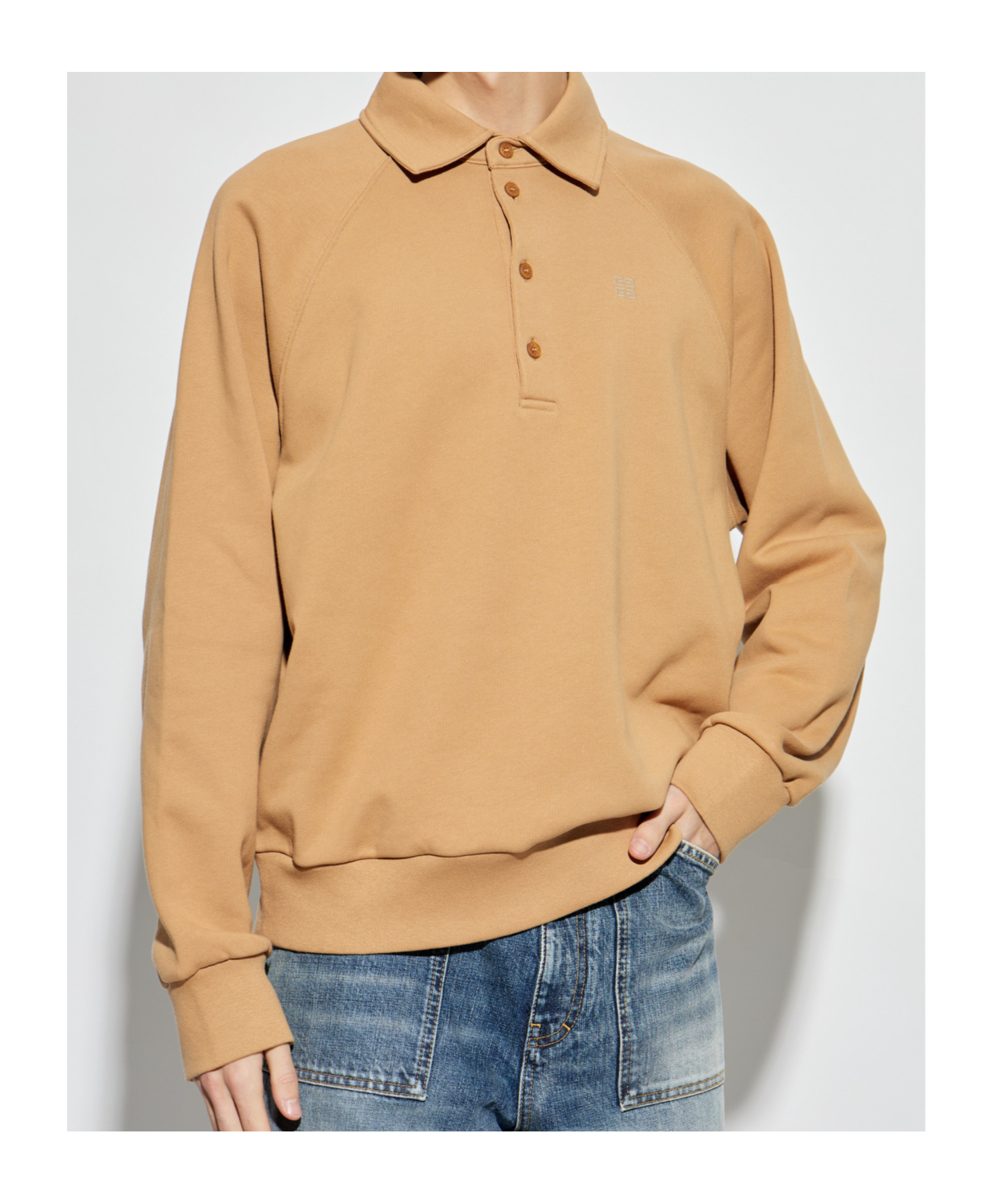 Givenchy Logo-embroidered Polo Sweatshirt In Nude