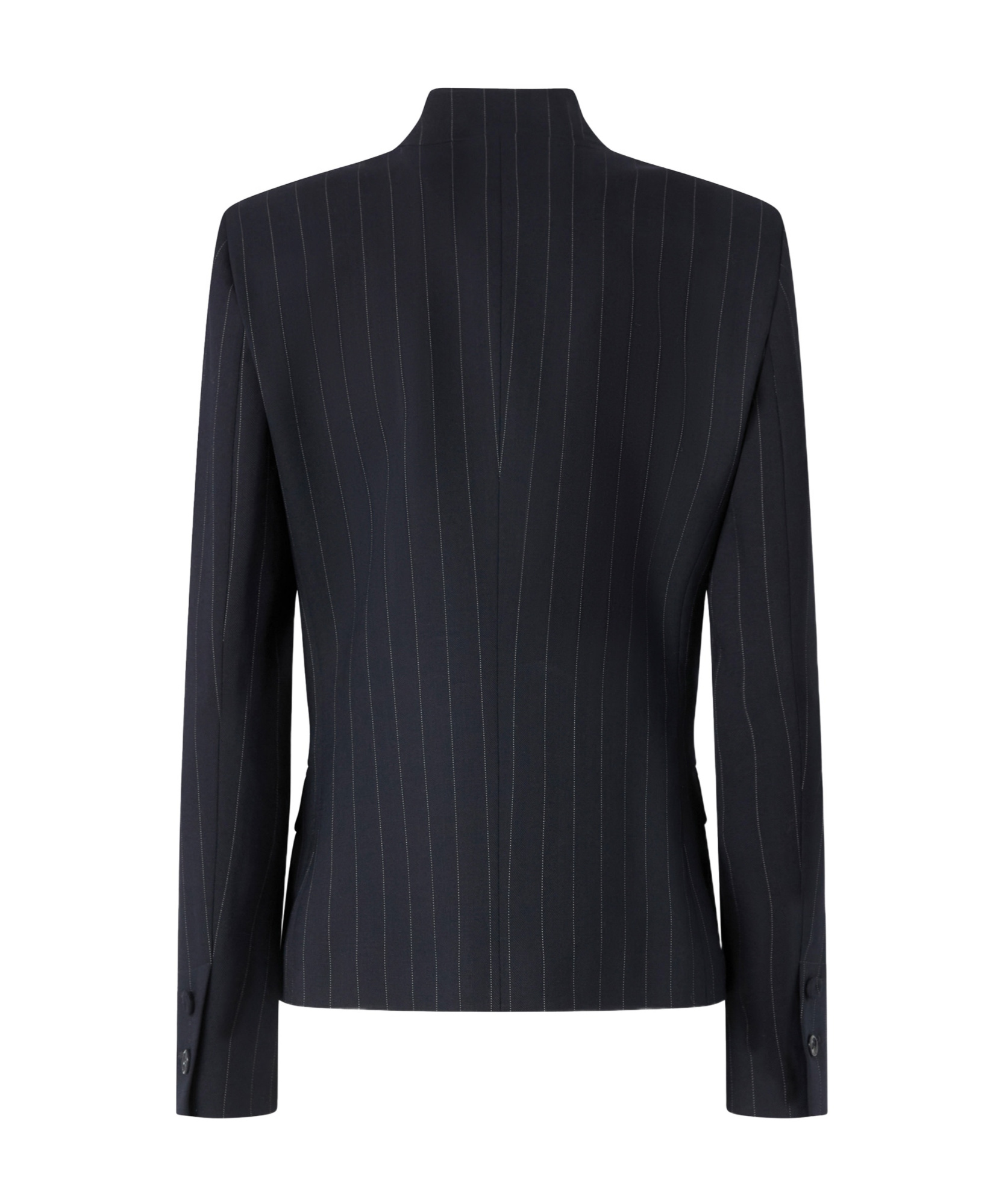 Pinko Tailored Pinstripe Blazer With Structured Shoulders In Blue