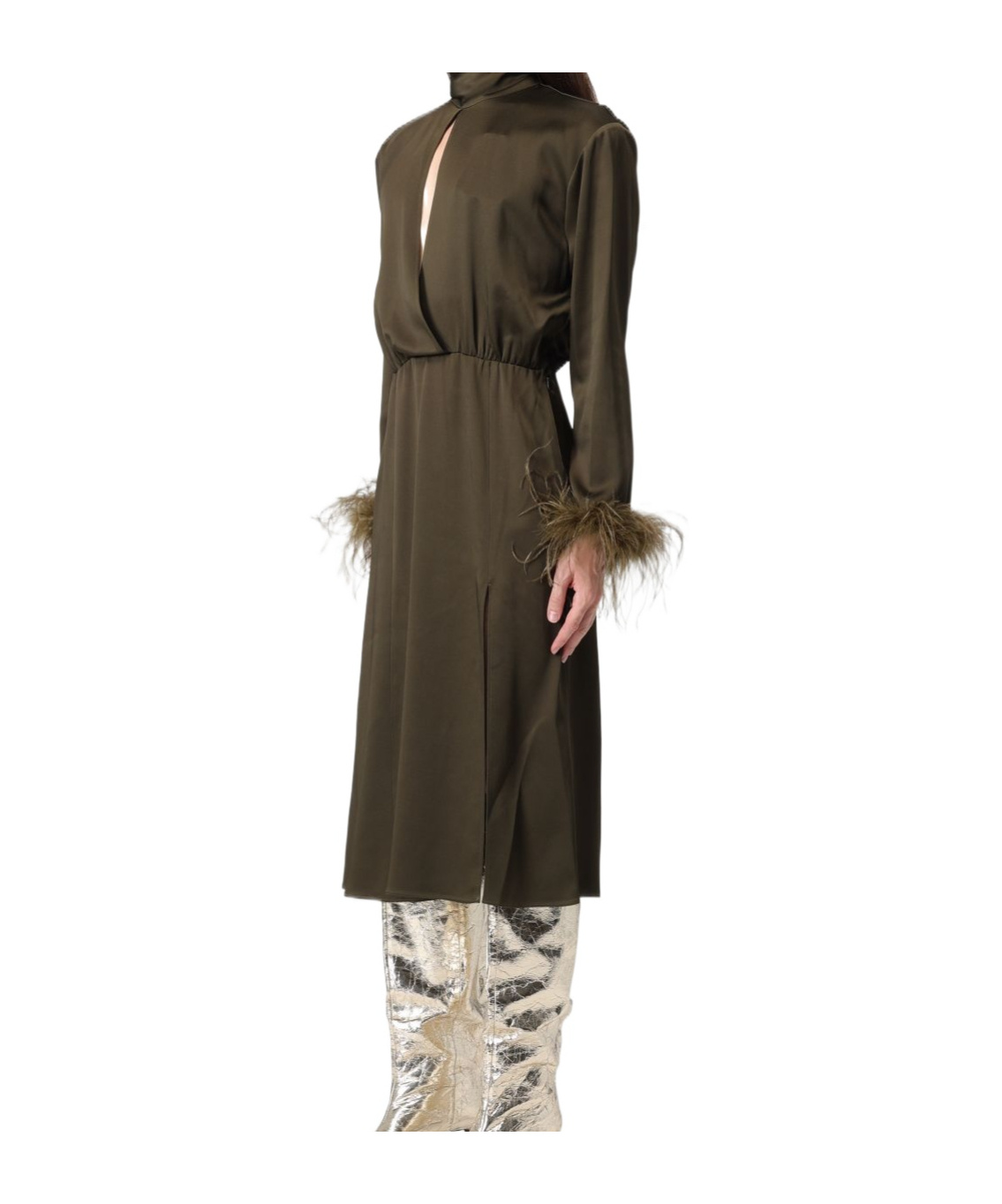 Blumarine Turtleneck Dress In Brown