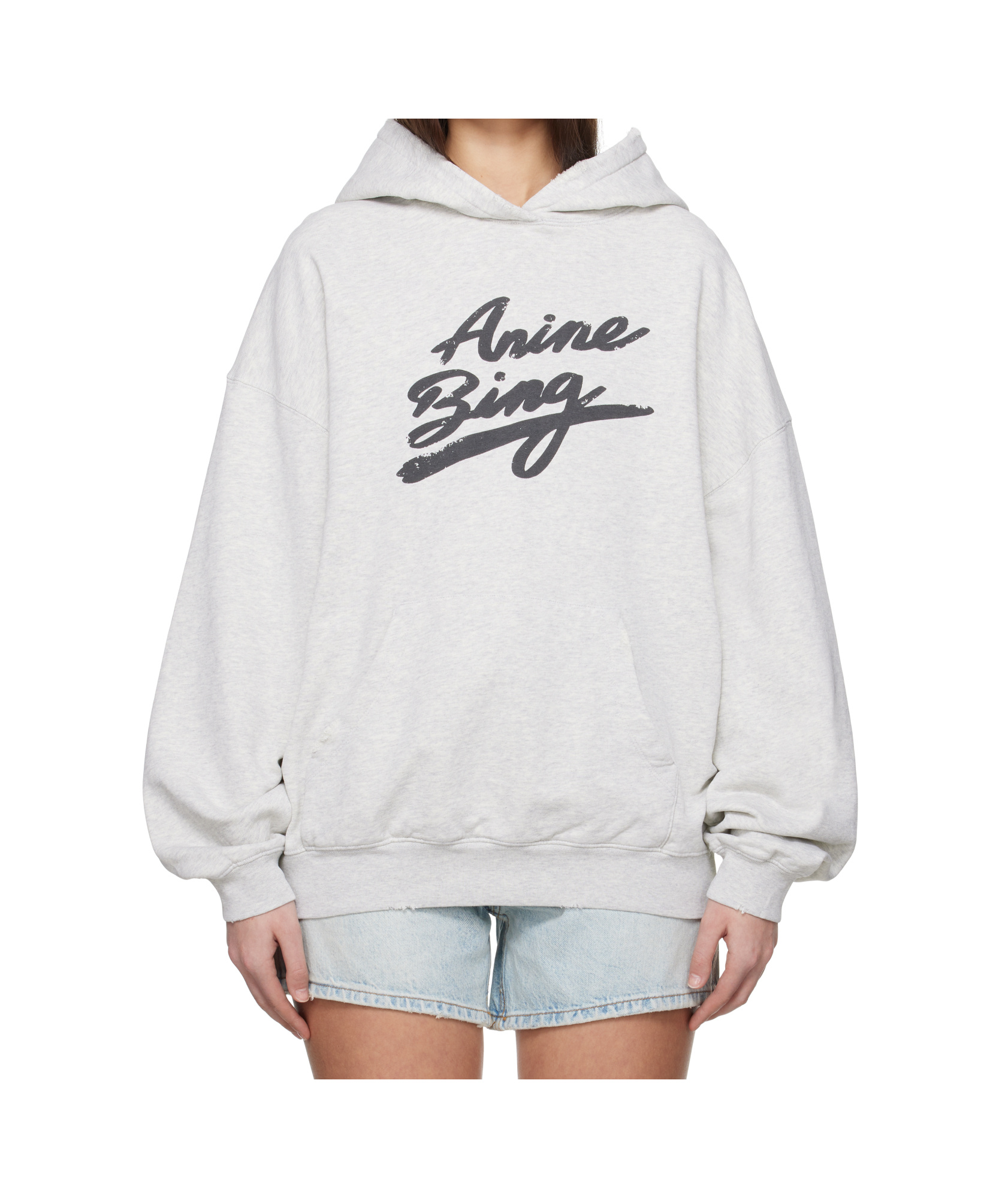 Anine Bing Harvey Logo Jersey Sweatshirt Hoodie In White