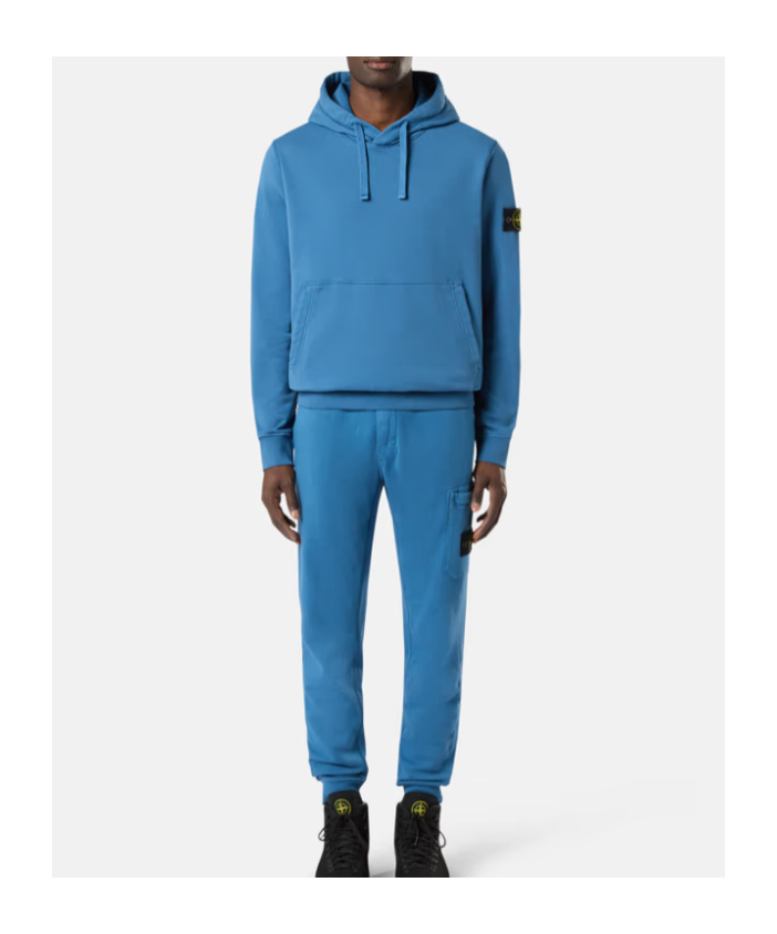 Stone Island Hooded Sweatshirt With Pockets In Blue
