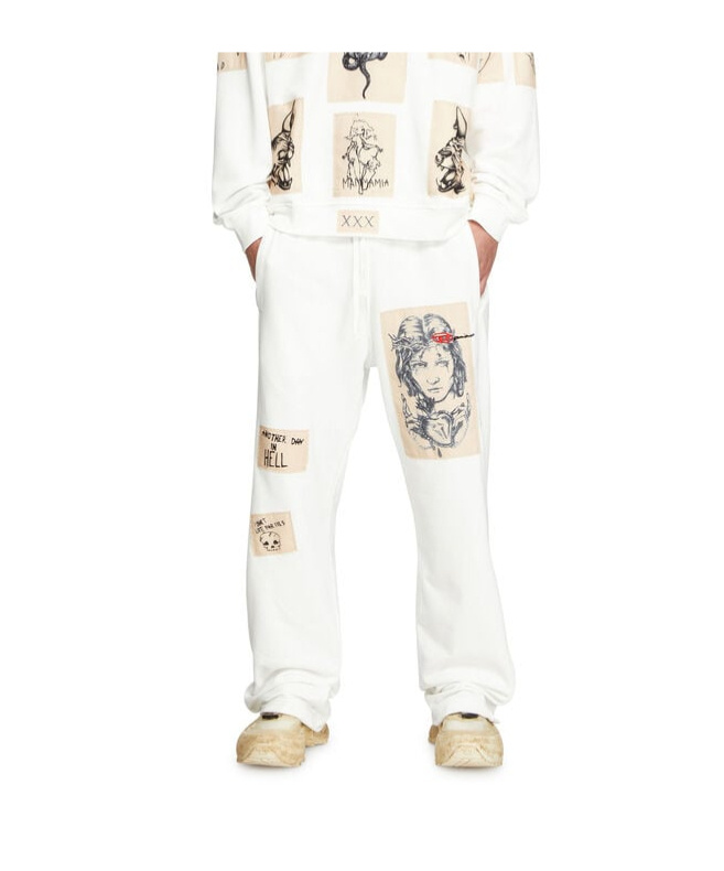 Shop Diesel X Damiano David P-martyans Sweatpants In White