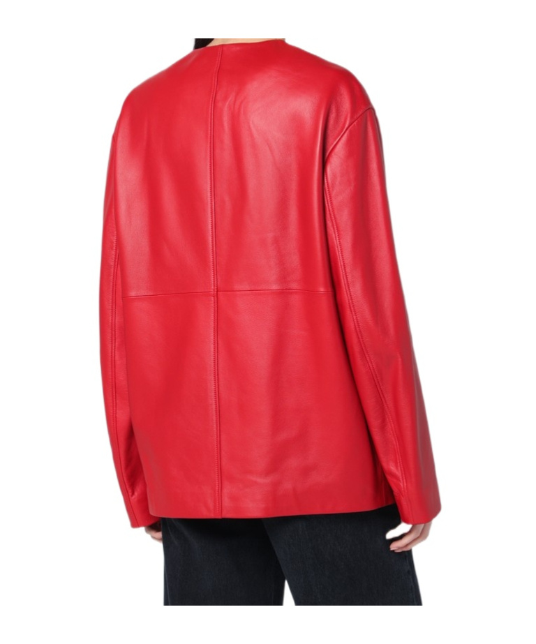 LOULOU STUDIO ROUND-COLLAR LEATHER JACKET