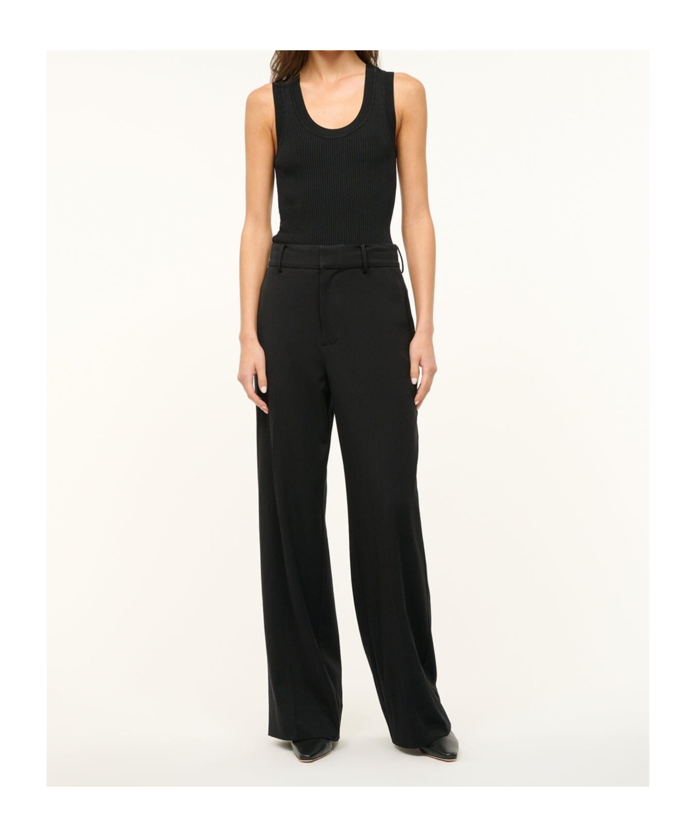 Staud Belt-loop Casual Pants In Black