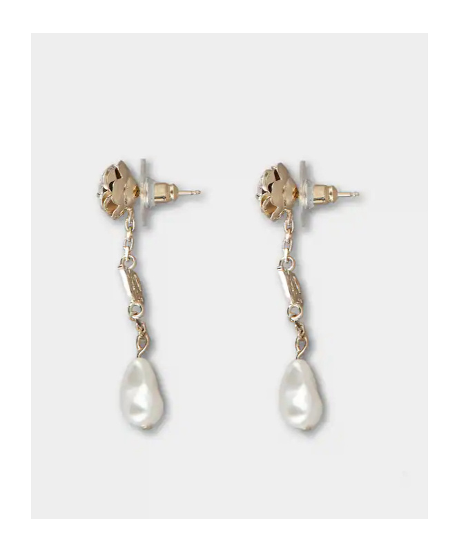 ROGER VIVIER ROSE PEARLS LONG EARRINGS