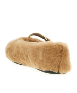 Prada Shearling Ballet Flats In Brown