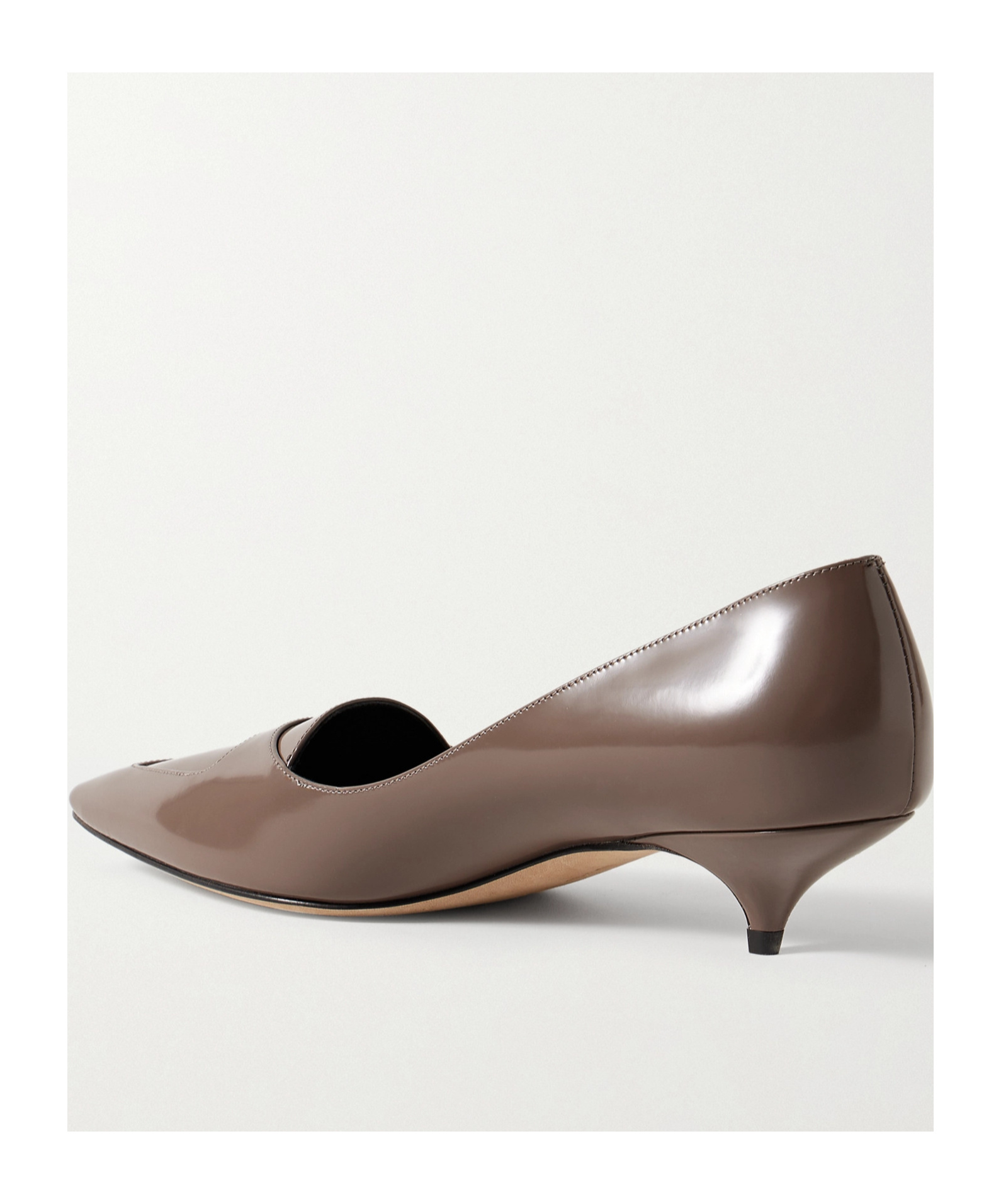 The Row Viv Glossed-leather Pumps In Brown