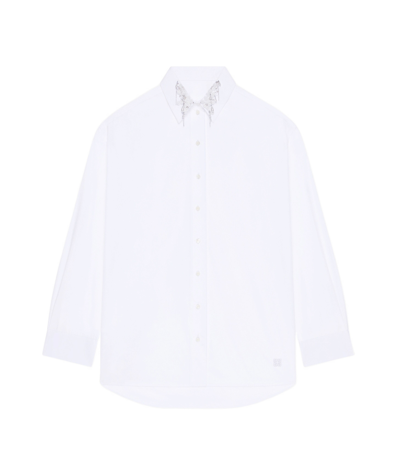 Givenchy Chemise Oversize En Coton Avec Cristaux Et Perles In White