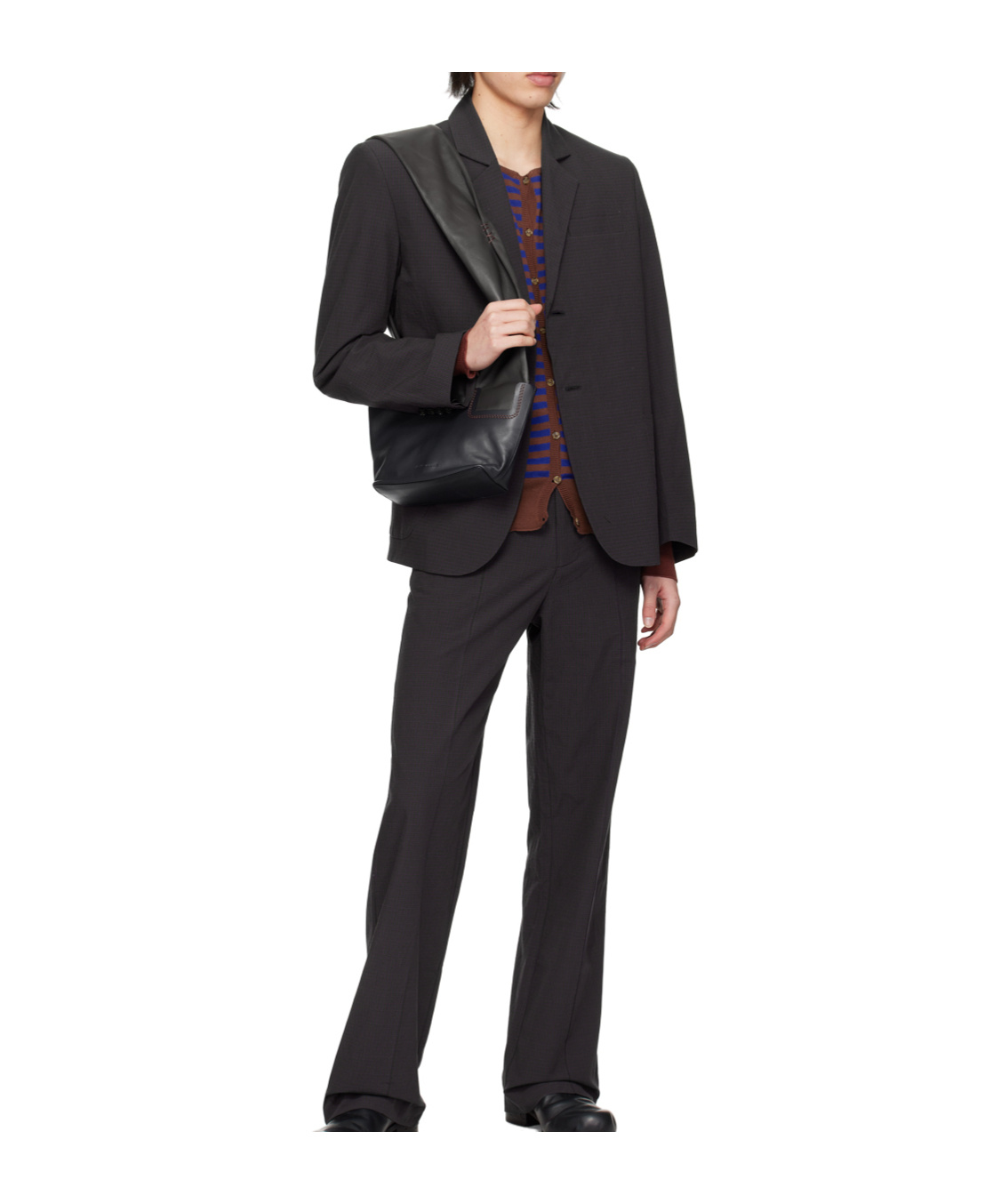 Edward Cuming Striped Suit Jacket In Black