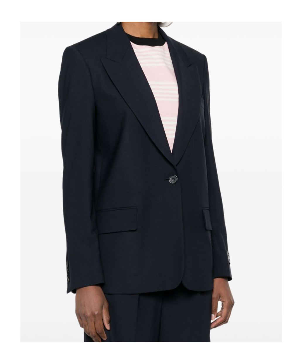 Msgm Single-breasted Blue Wool Blazer With Logo Label In Black