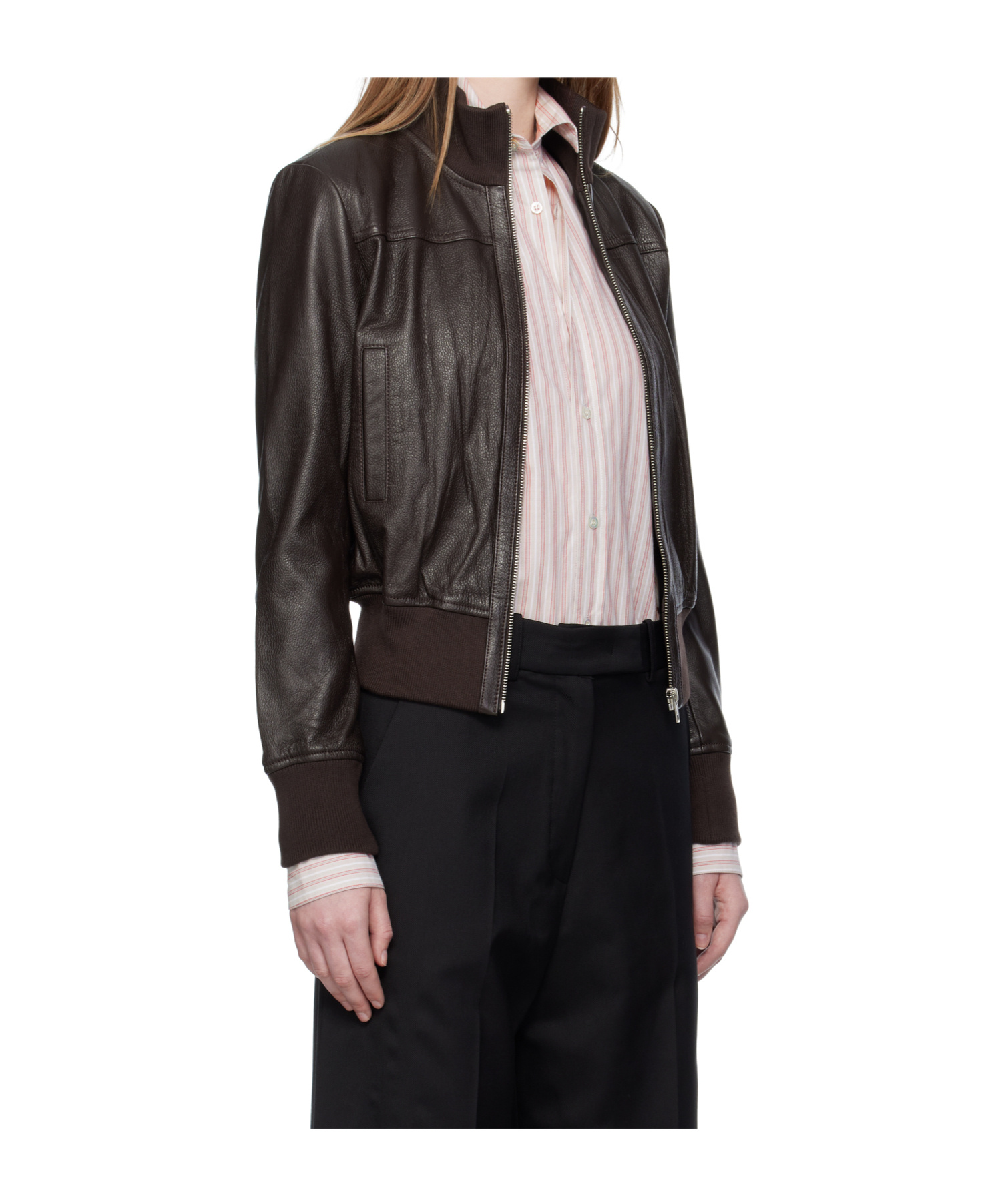 The Frankie Shop Tobias Leather Jacket In Black