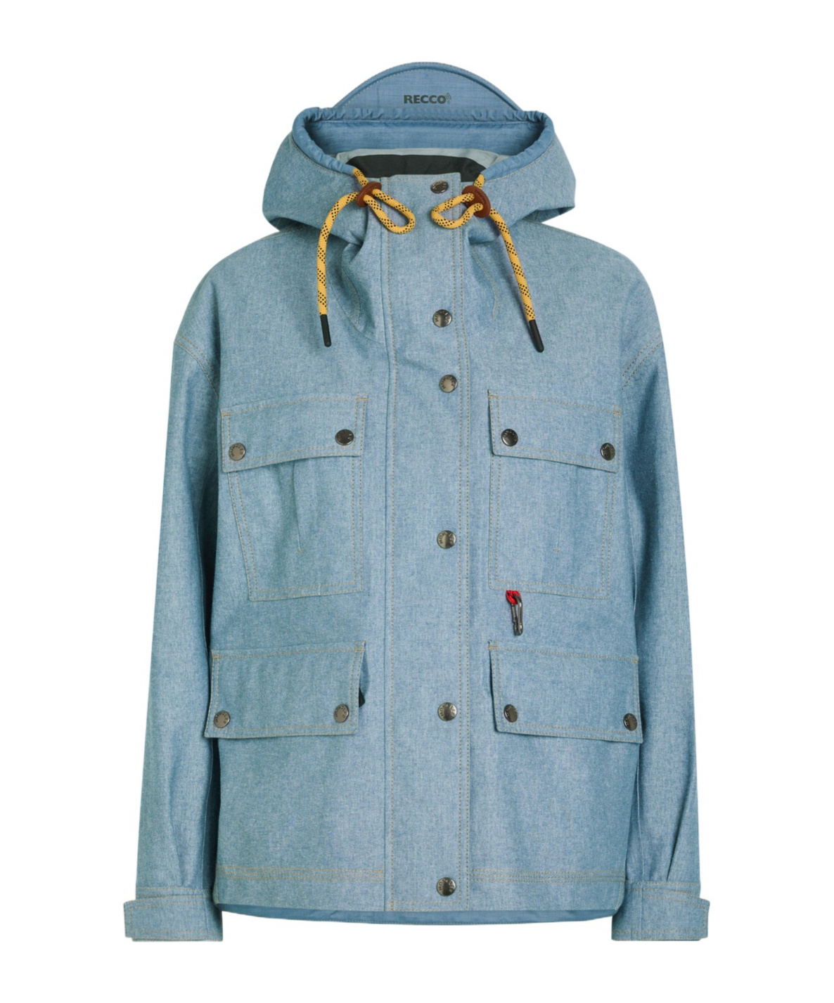 Moncler Beziers Waterproof Hooded Denim Jacket In Blue