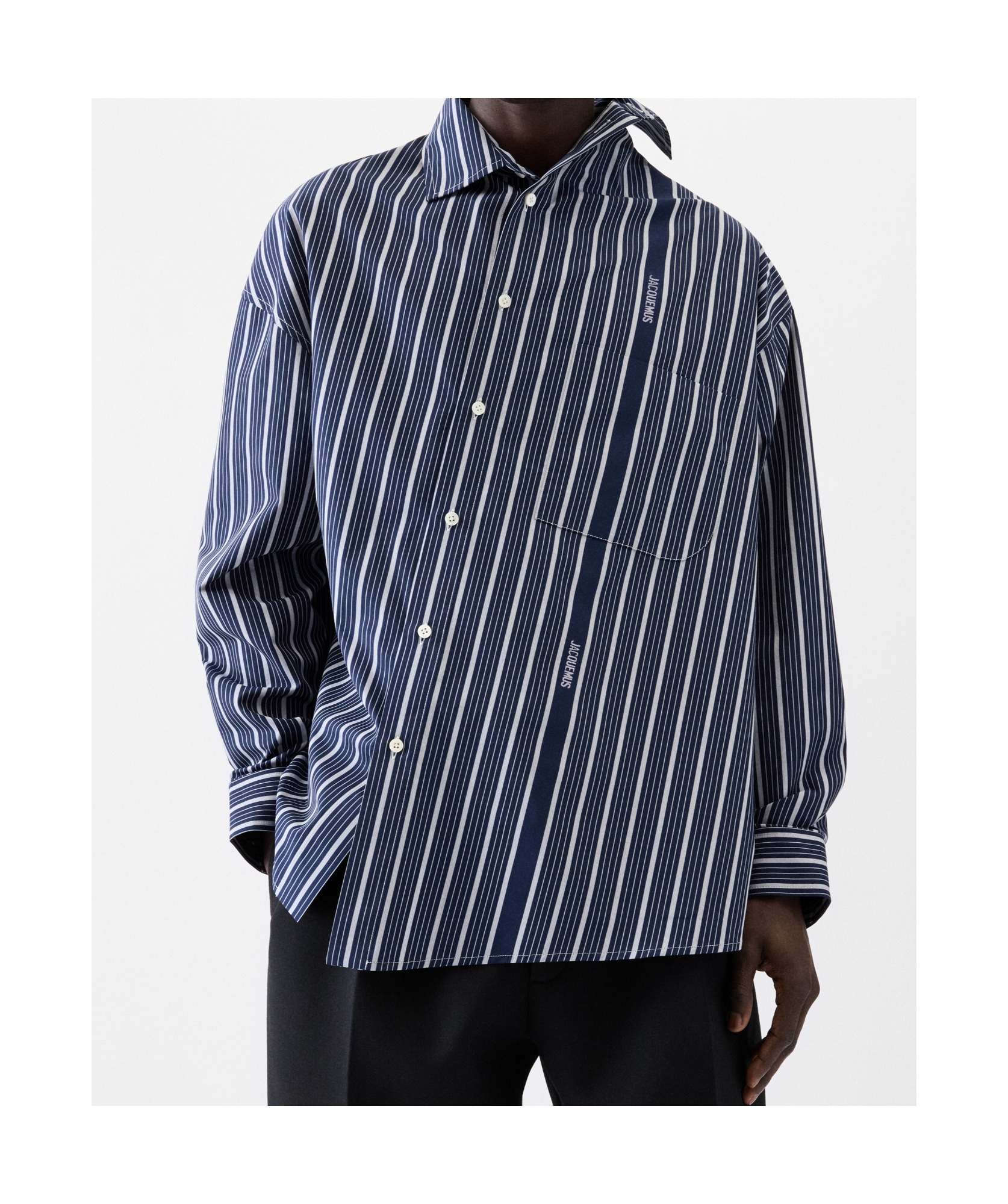 Jacquemus La Chemise Cuadro Asymmetric Button-up Shirt In Black